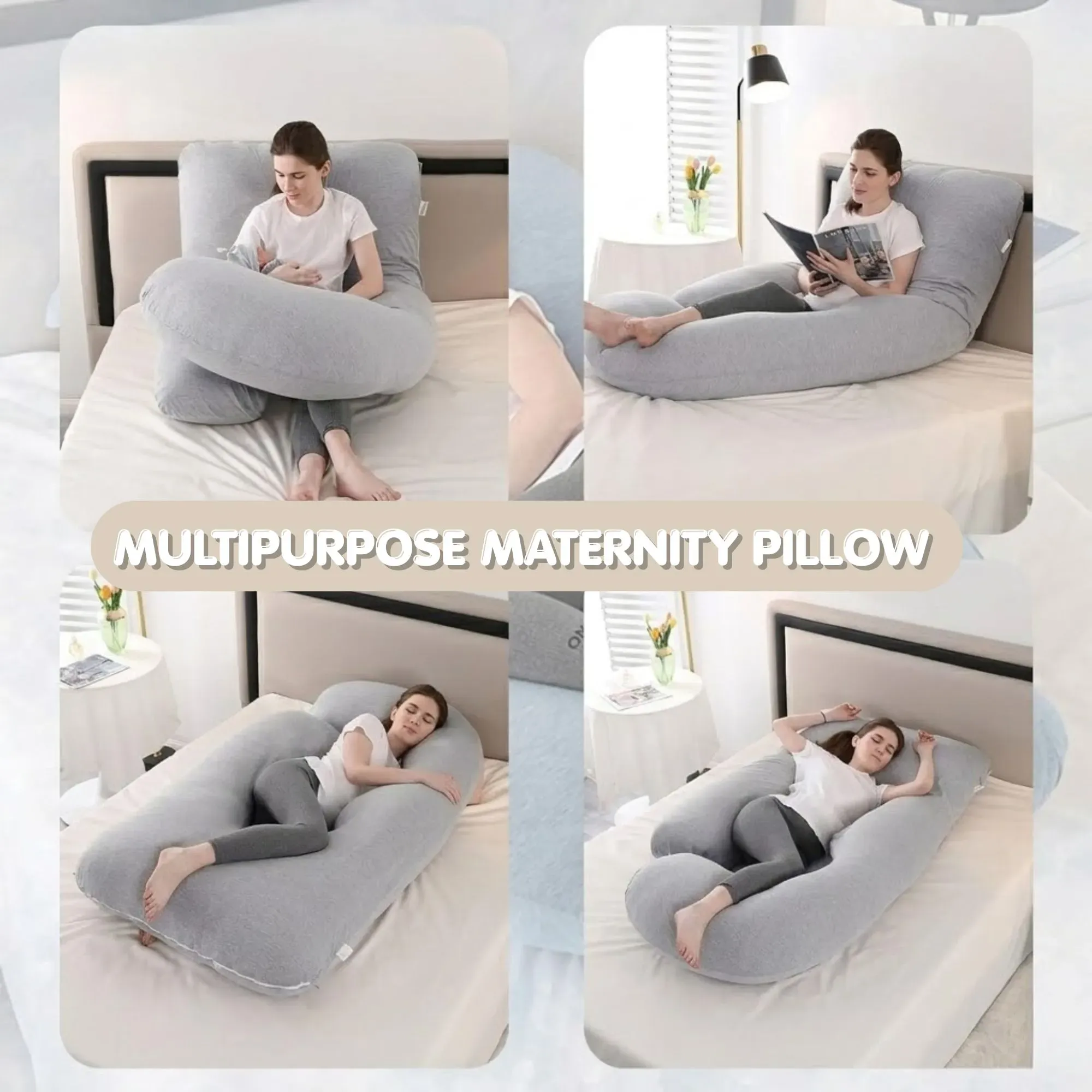 CARLA HOME U Shape Pregnancy Pillow Full Body Support - Green - Polyester view 8