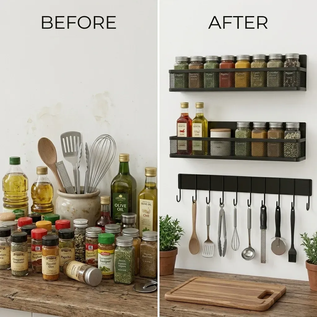 CARLA HOME 3 Pack Magnetic Spice Rack for Fridge Kitchen with Hook Bar view 5