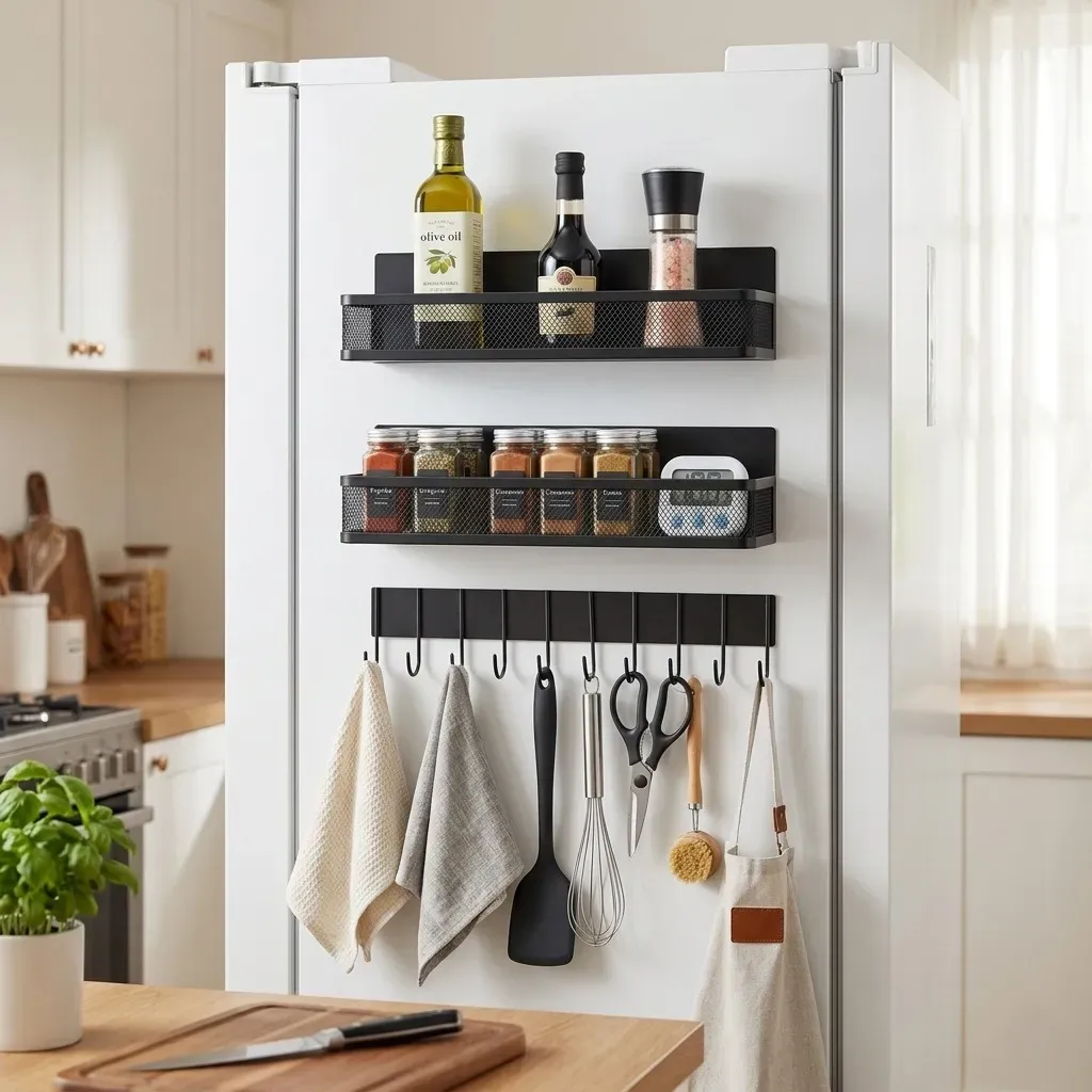 CARLA HOME 3 Pack Magnetic Spice Rack for Fridge Kitchen with Hook Bar view 8