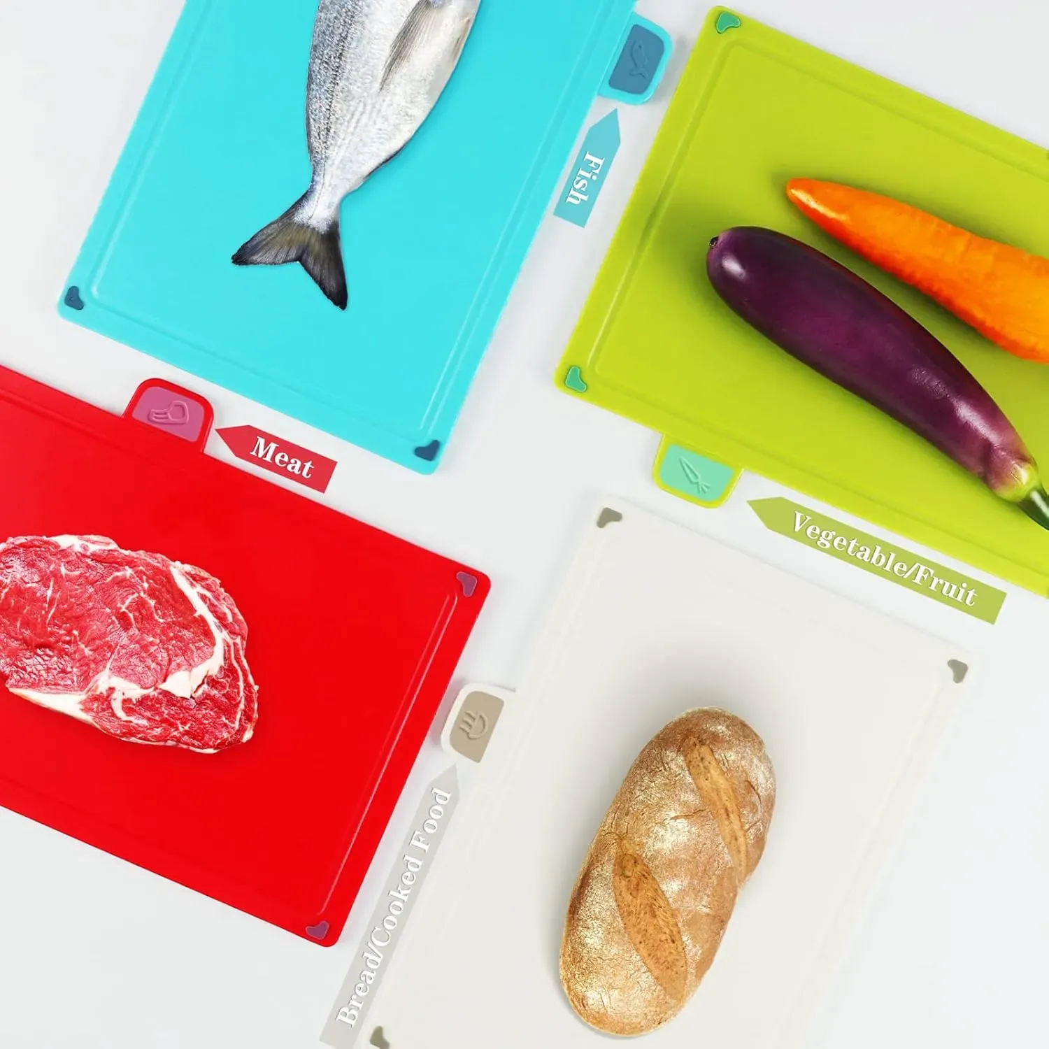 CARLA HOME 4 Pcs Colour Coded Cutting Board Set with Stand for Kitchen view 7