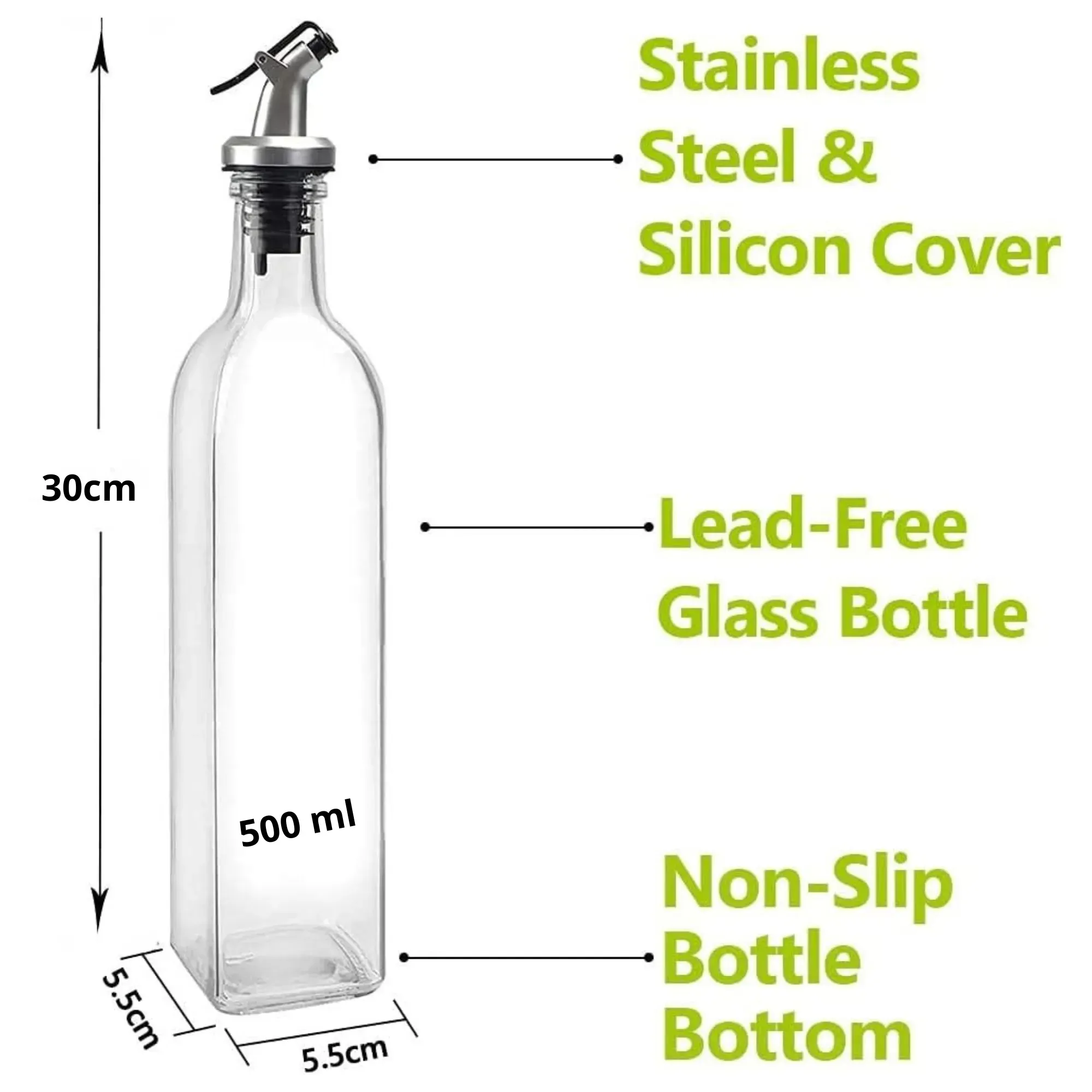CARLA HOME 4 Pack Glass Oil Dispenser Bottle 500ml Transparent Kitchen view 4