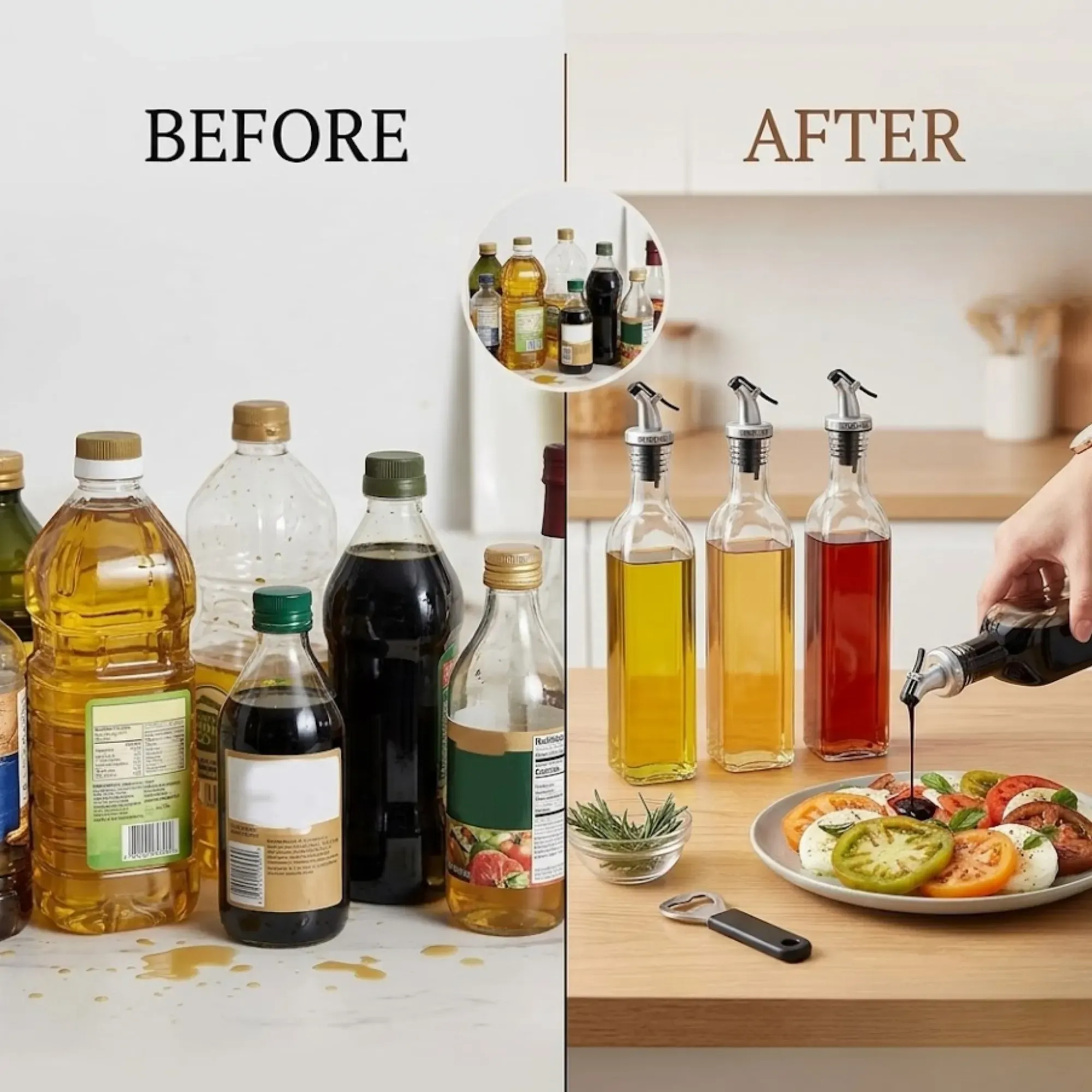 CARLA HOME 4 Pack Glass Oil Dispenser Bottle 500ml Transparent Kitchen view 5