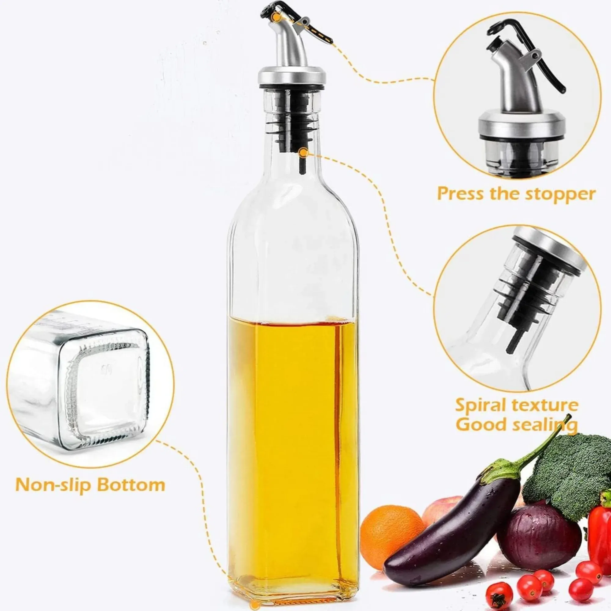CARLA HOME 4 Pack Glass Oil Dispenser Bottle 500ml Transparent Kitchen view 8