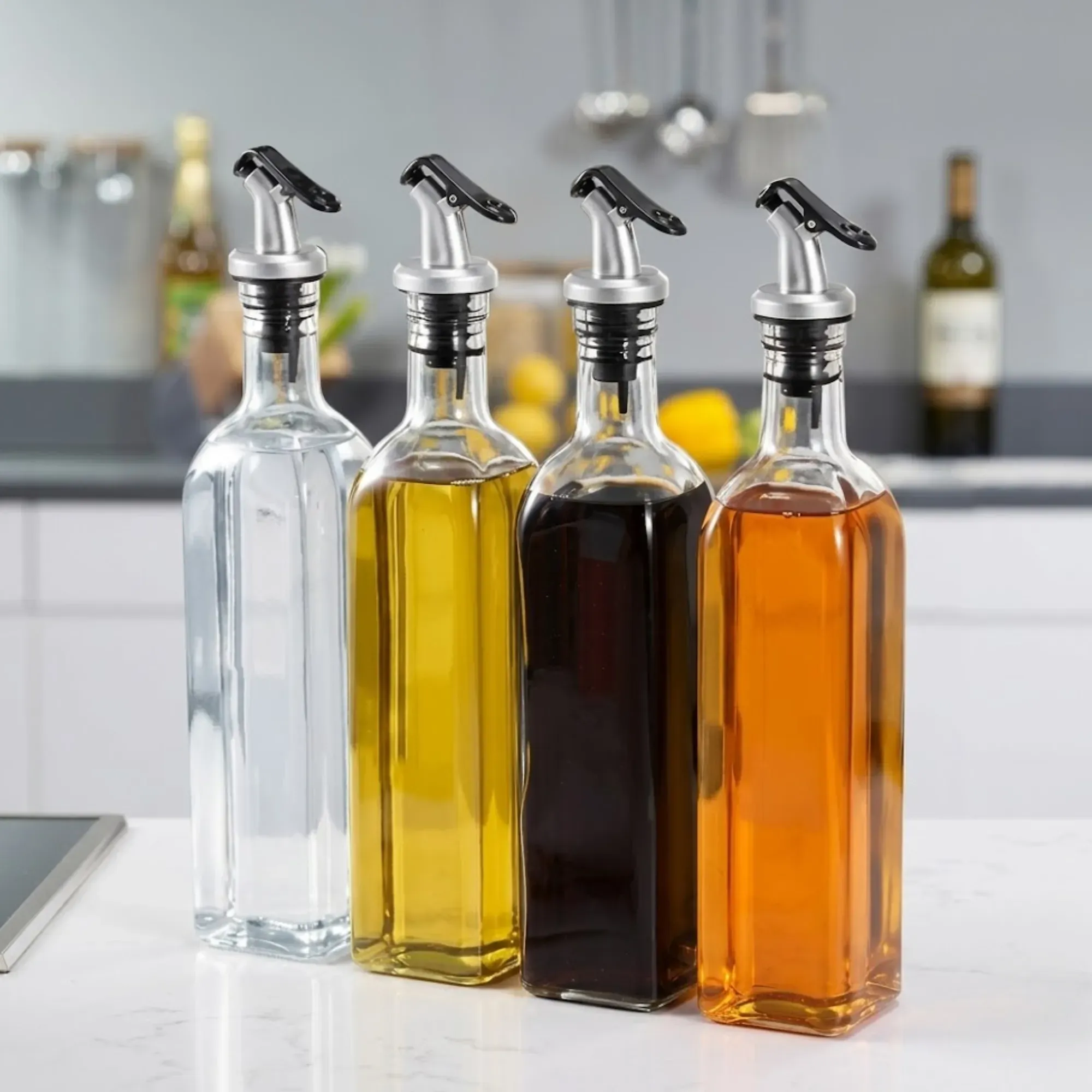 CARLA HOME 4 Pack Glass Oil Dispenser Bottle 500ml Transparent Kitchen view 9
