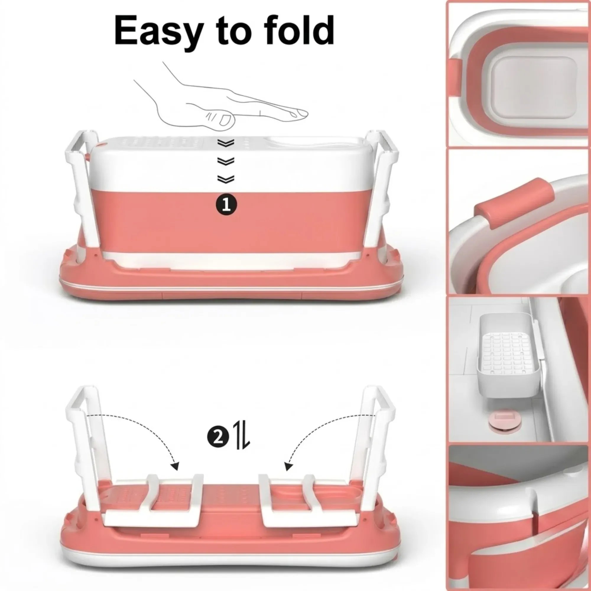 CARLA HOME Foldable Baby Bath Tub with Collapsible Toddler - Pink view 4