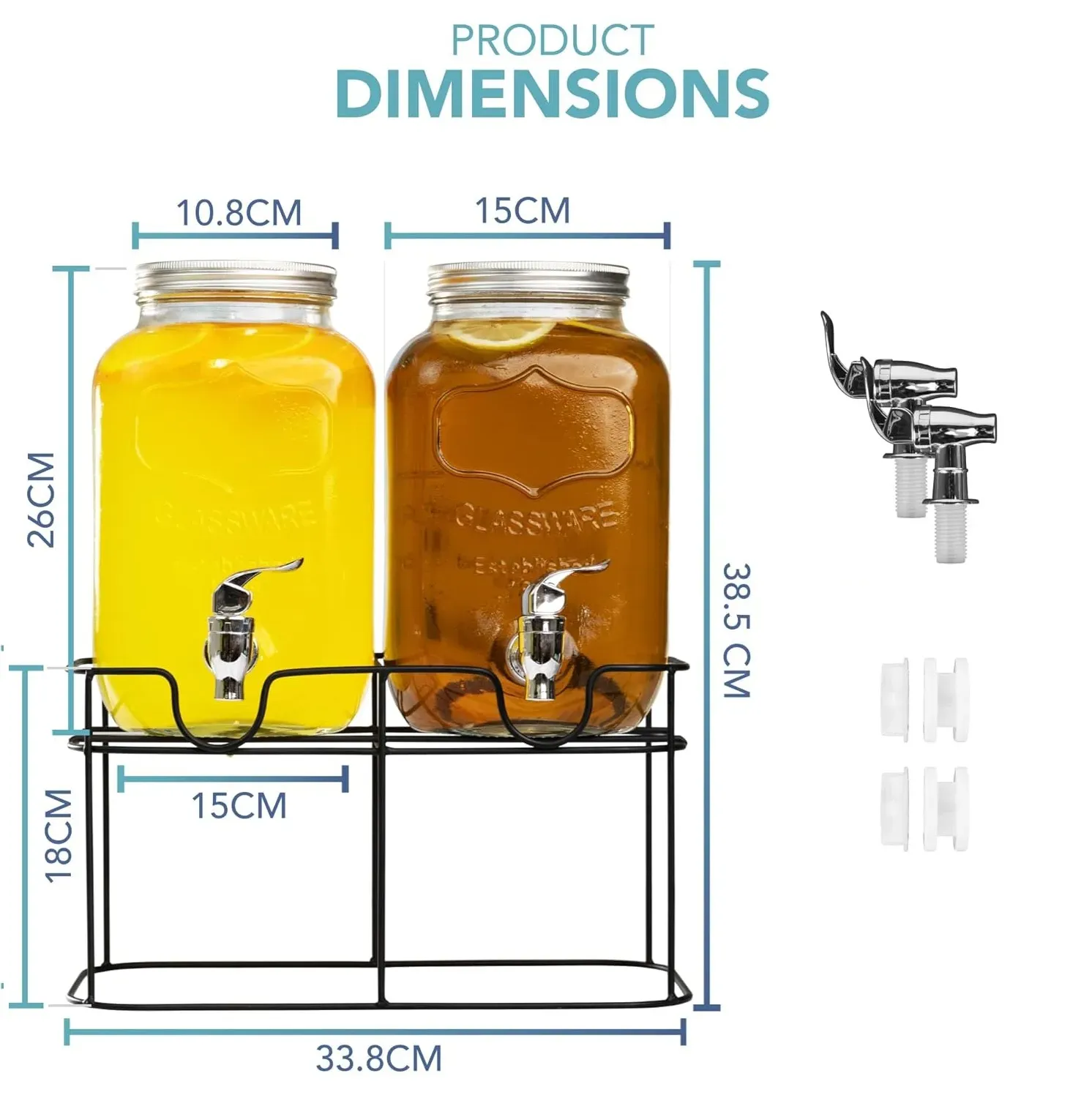 CARLA HOME 2 Pack Glass Drink Dispensers with Juice Pot Stand - 4L view 6