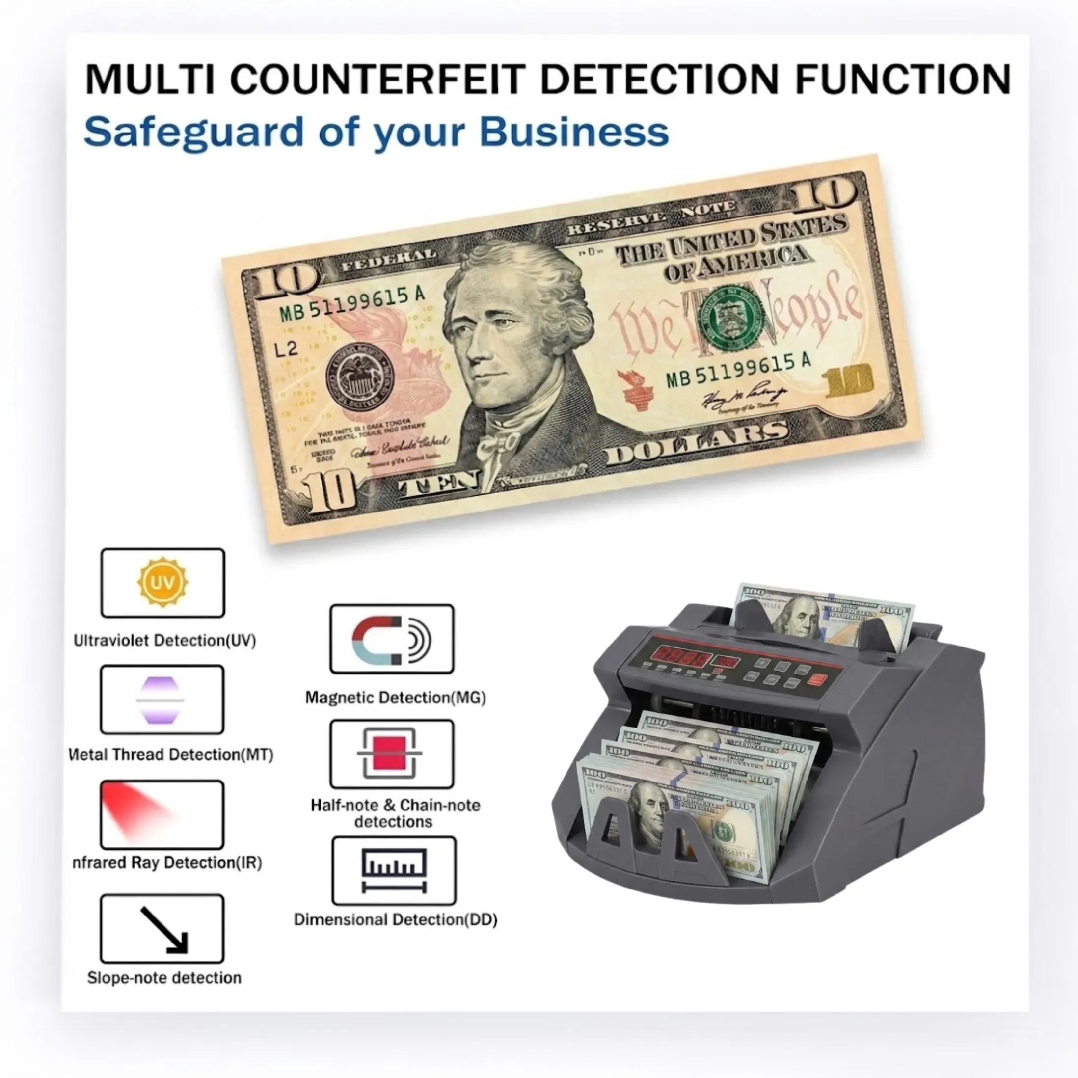 CARLA HOME Money Counting Machine with Uv Detection Bill Counter view 6