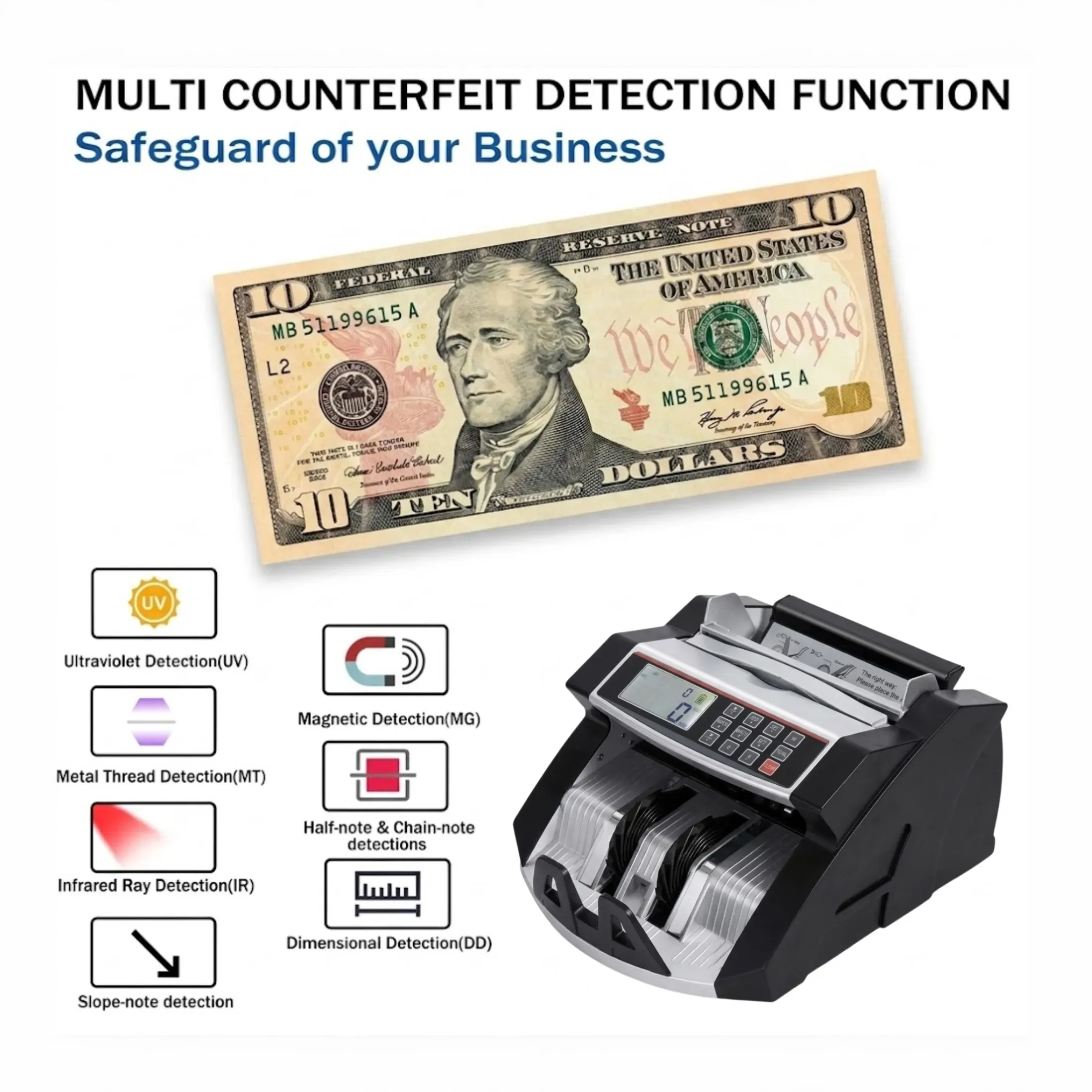 CARLA HOME Money Counting Machine with Uv Detection Bill Counter view 7