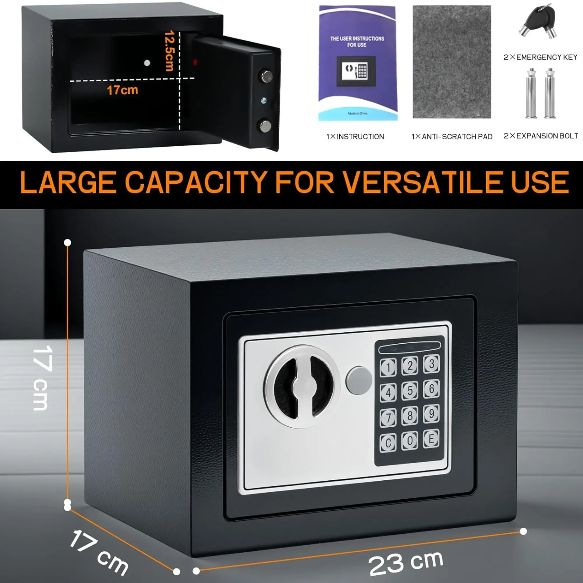 CARLA HOME Electronic Safe Box with Keypad Lock for Cash Locker view 4