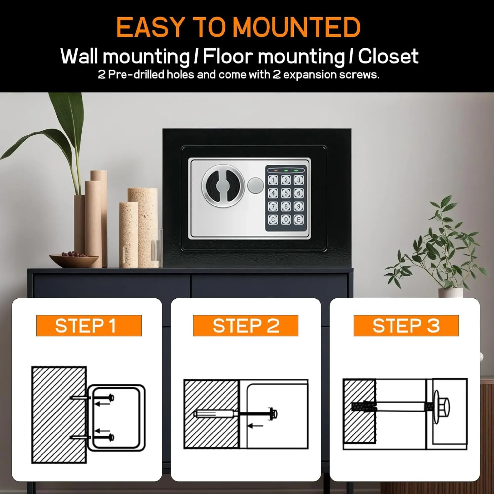CARLA HOME Electronic Safe Box with Keypad Lock for Cash Locker view 7