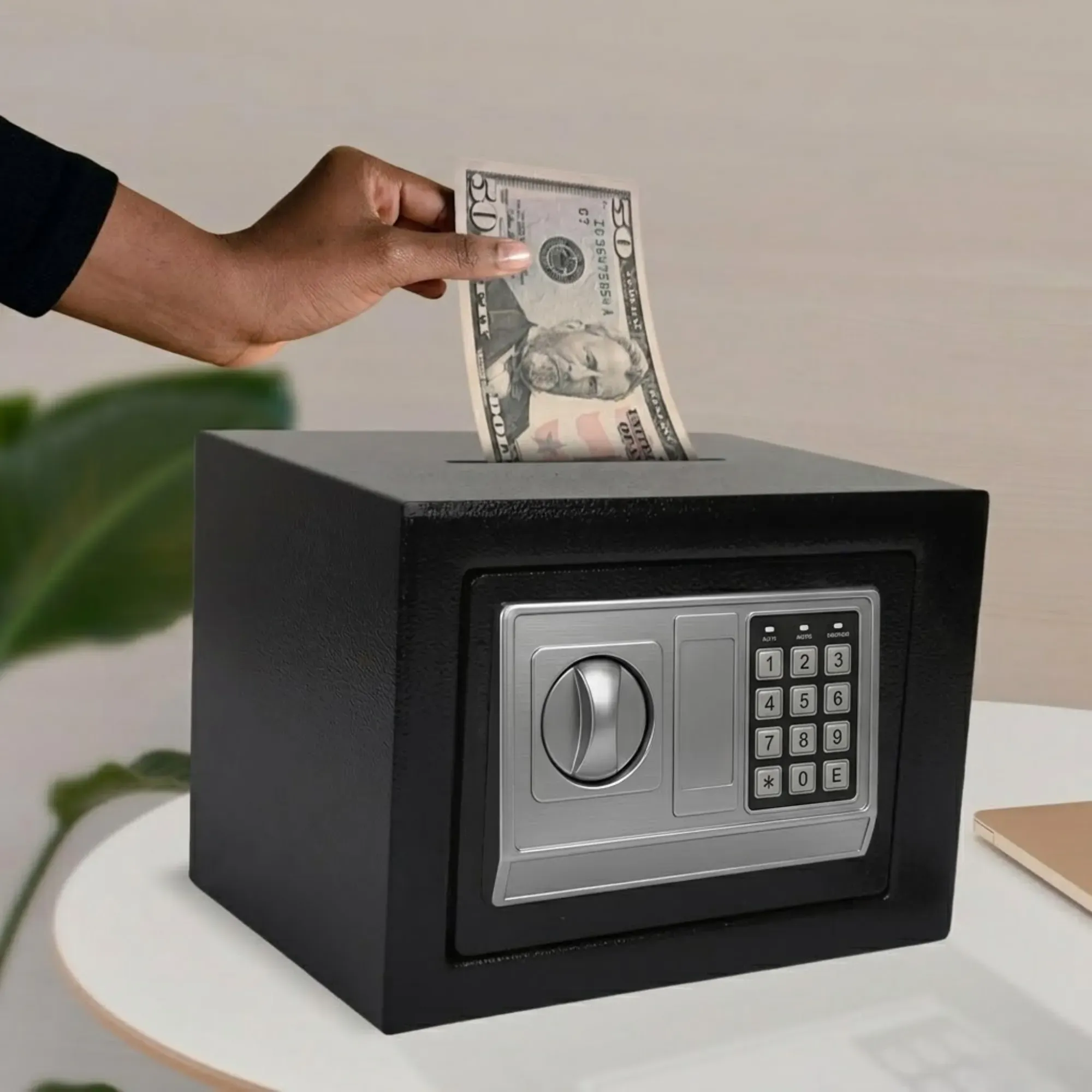 CARLA HOME Electronic Safe Box - Money Safe with Deposit Slot - Black - Cash view 2