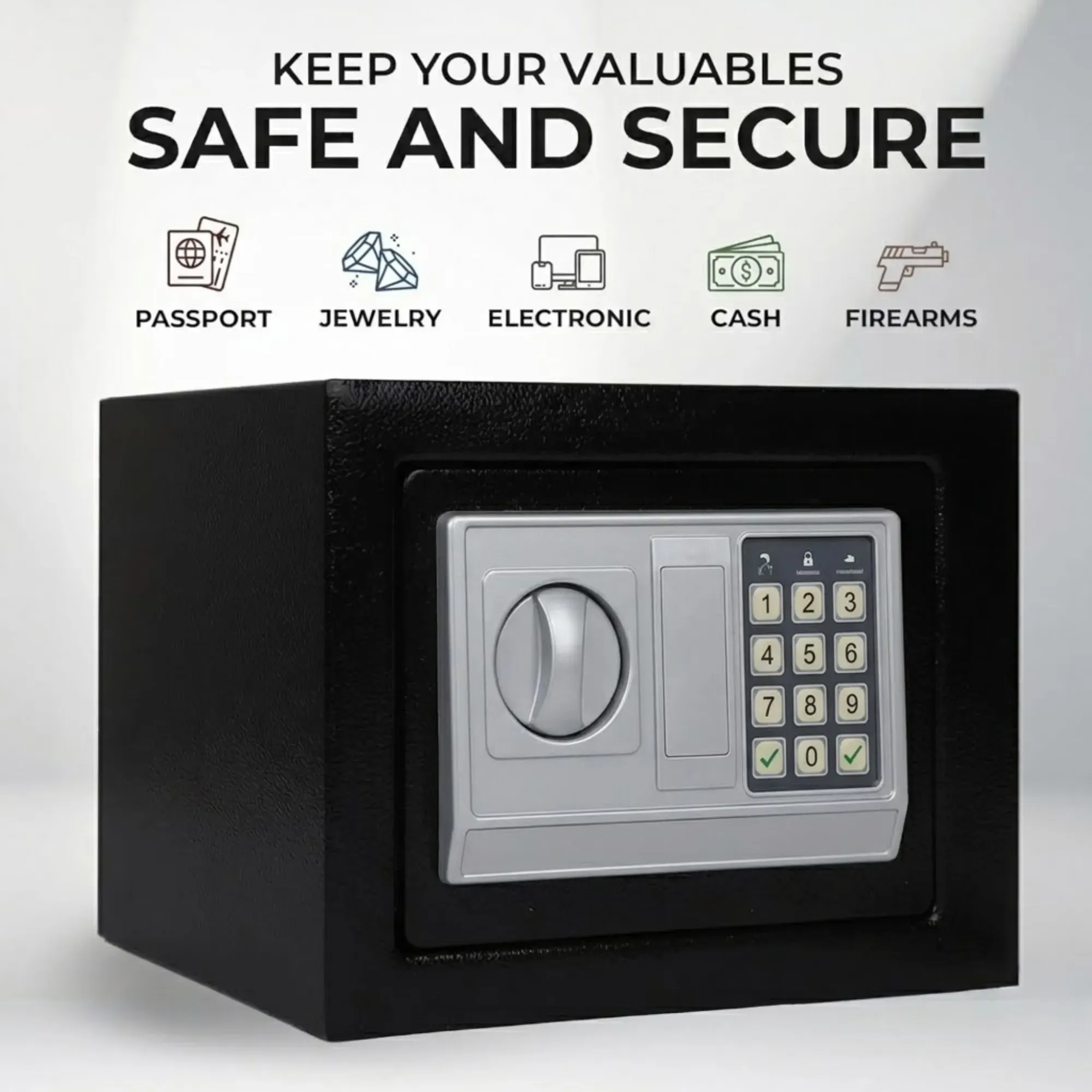 CARLA HOME Electronic Safe Box - Money Safe with Deposit Slot - Black - Cash view 4