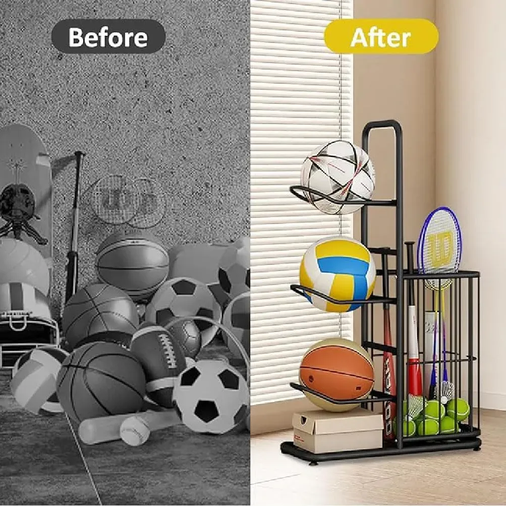 CARLA HOME Ball Storage Rack - 3-Tier Sports Organiser view 4