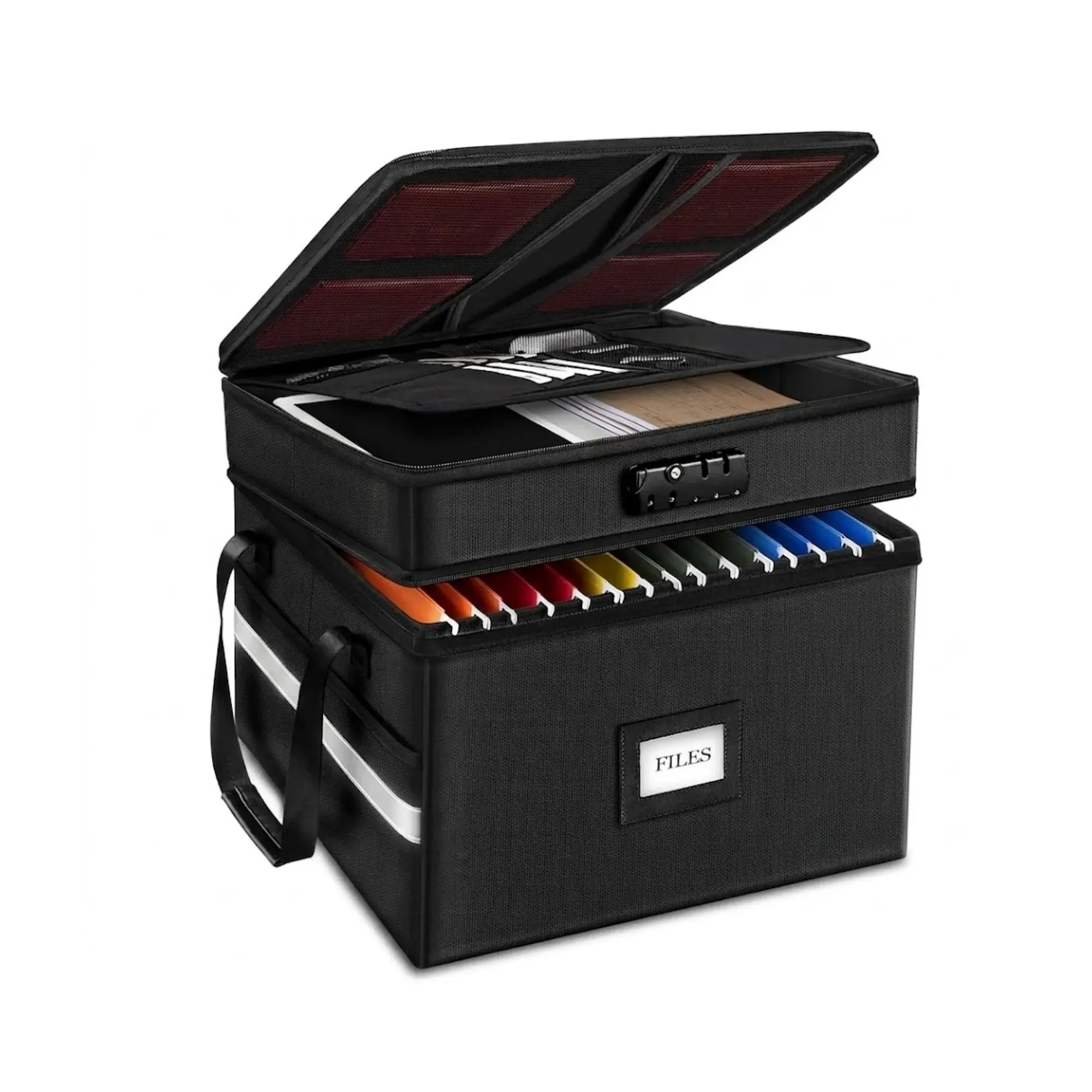 CARLA HOME Fireproof Document Box with Lock - Fabric - Office - Fireproof