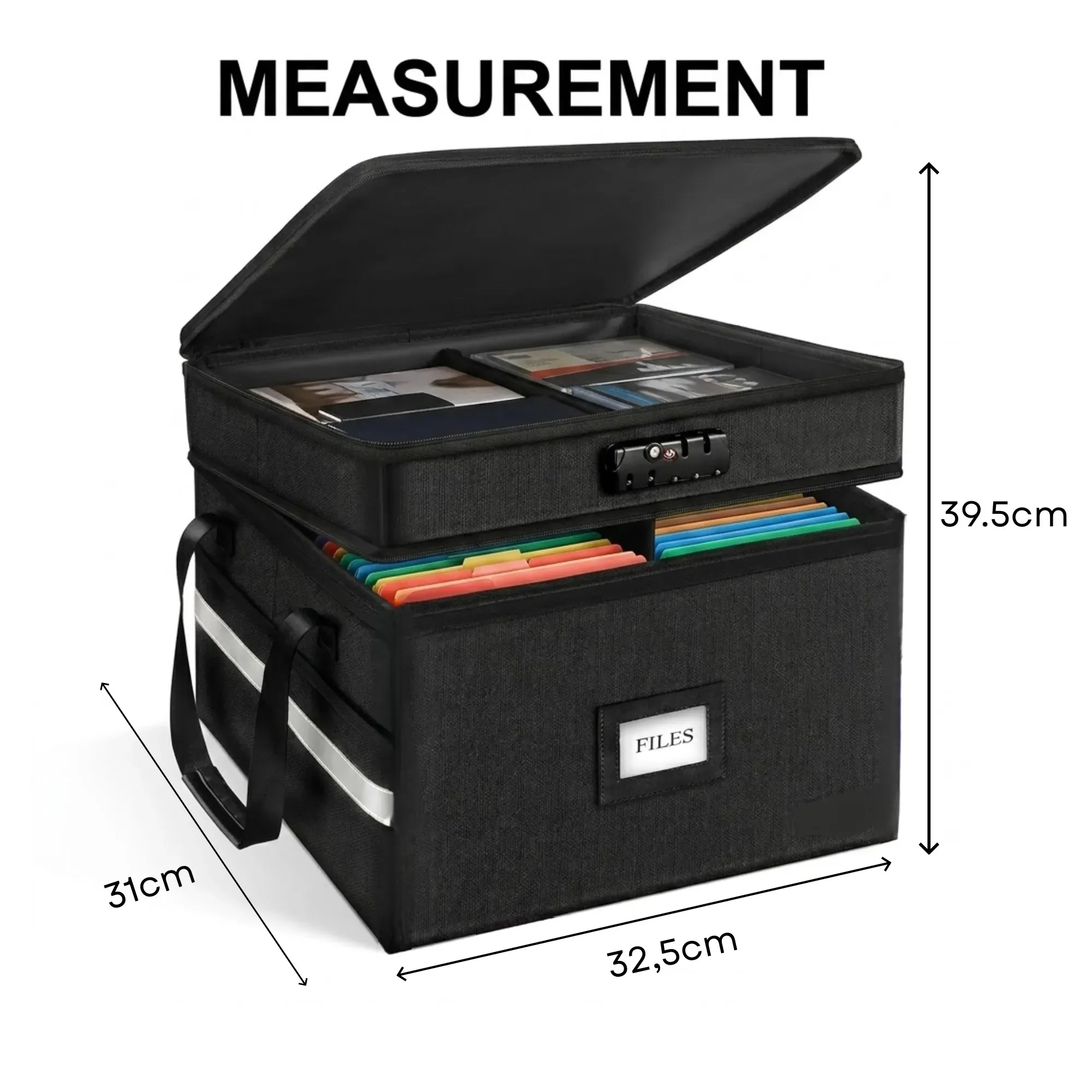 CARLA HOME Fireproof Document Box with Lock - Fabric - Office - Fireproof view 4