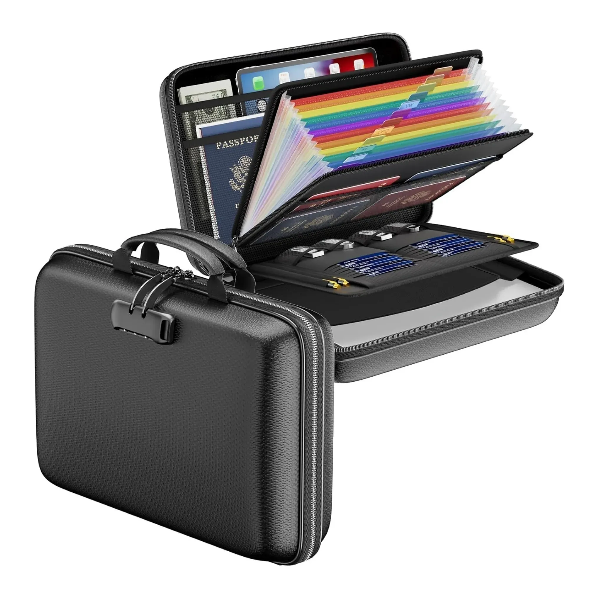 CARLA HOME Fireproof Document Box with Lock - Hard Shell - Glass Fiber