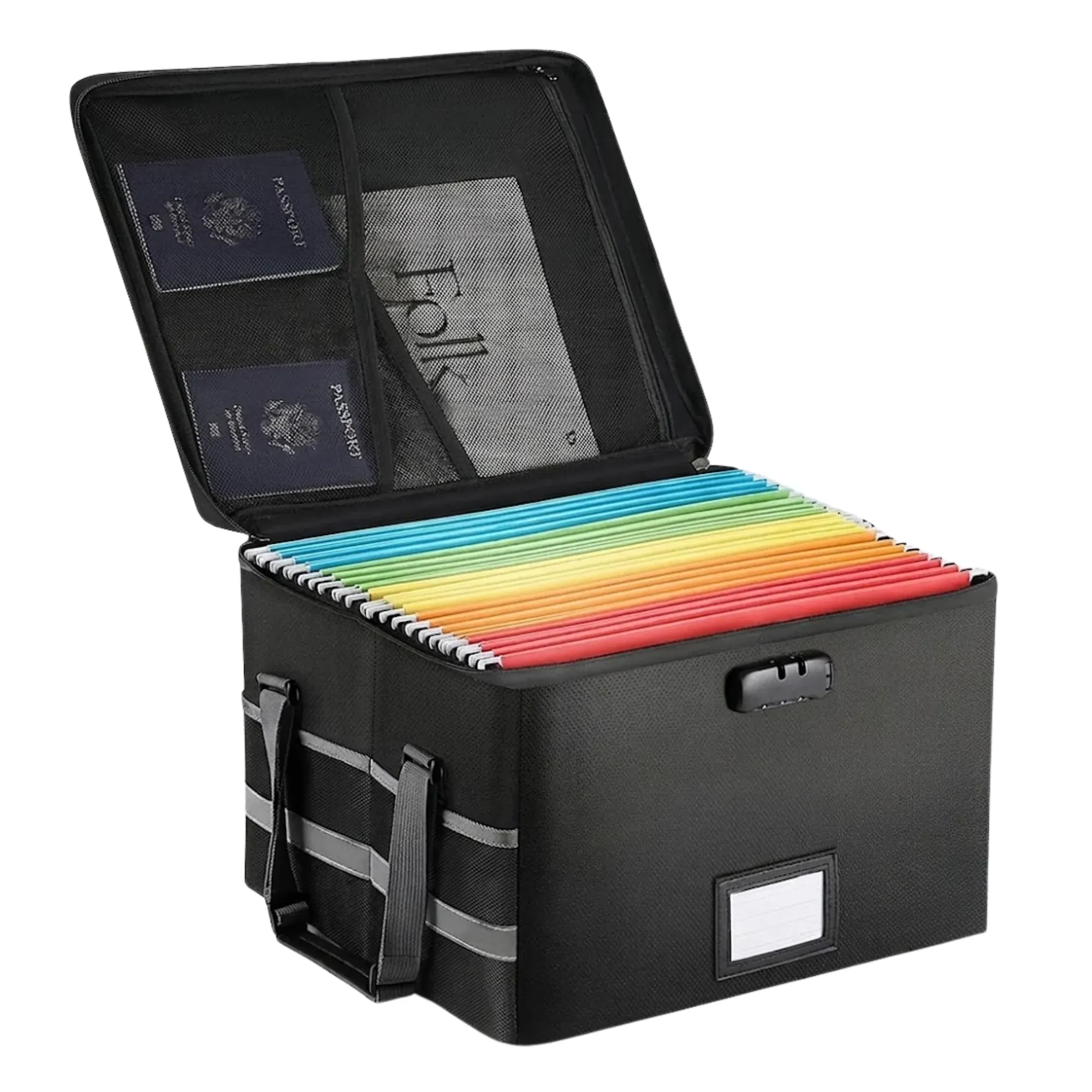 CARLA HOME Fireproof Document Box with Lock - Collapsible Black - Glass Fiber