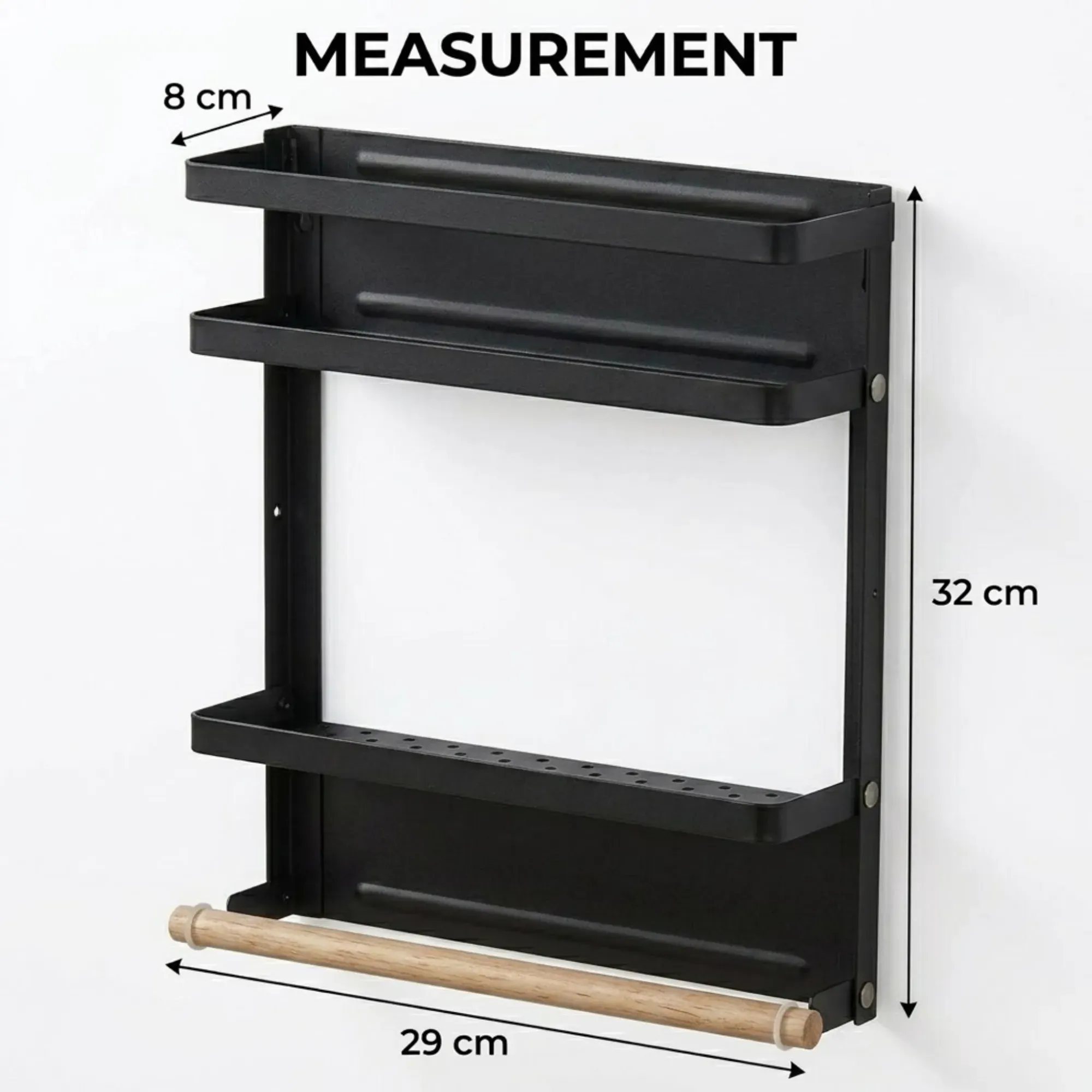 CARLA HOME Magnetic Refrigerator Spice Rack - 2 Tier Fridge Organiser - Black view 4