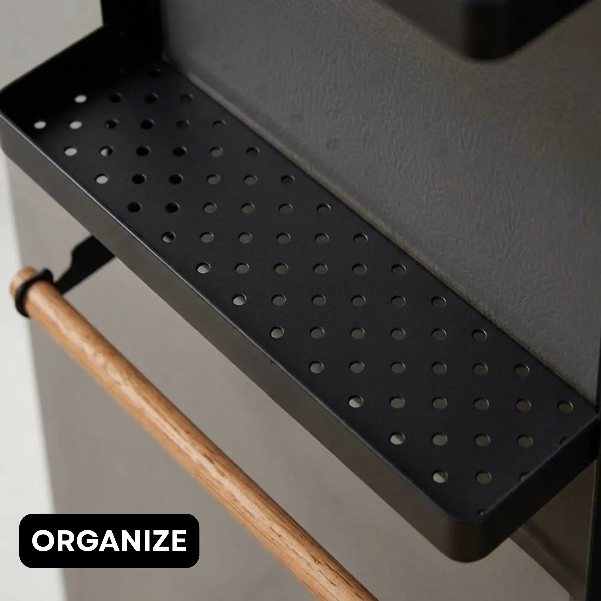 CARLA HOME Magnetic Refrigerator Spice Rack - 2 Tier Fridge Organiser - Black view 7