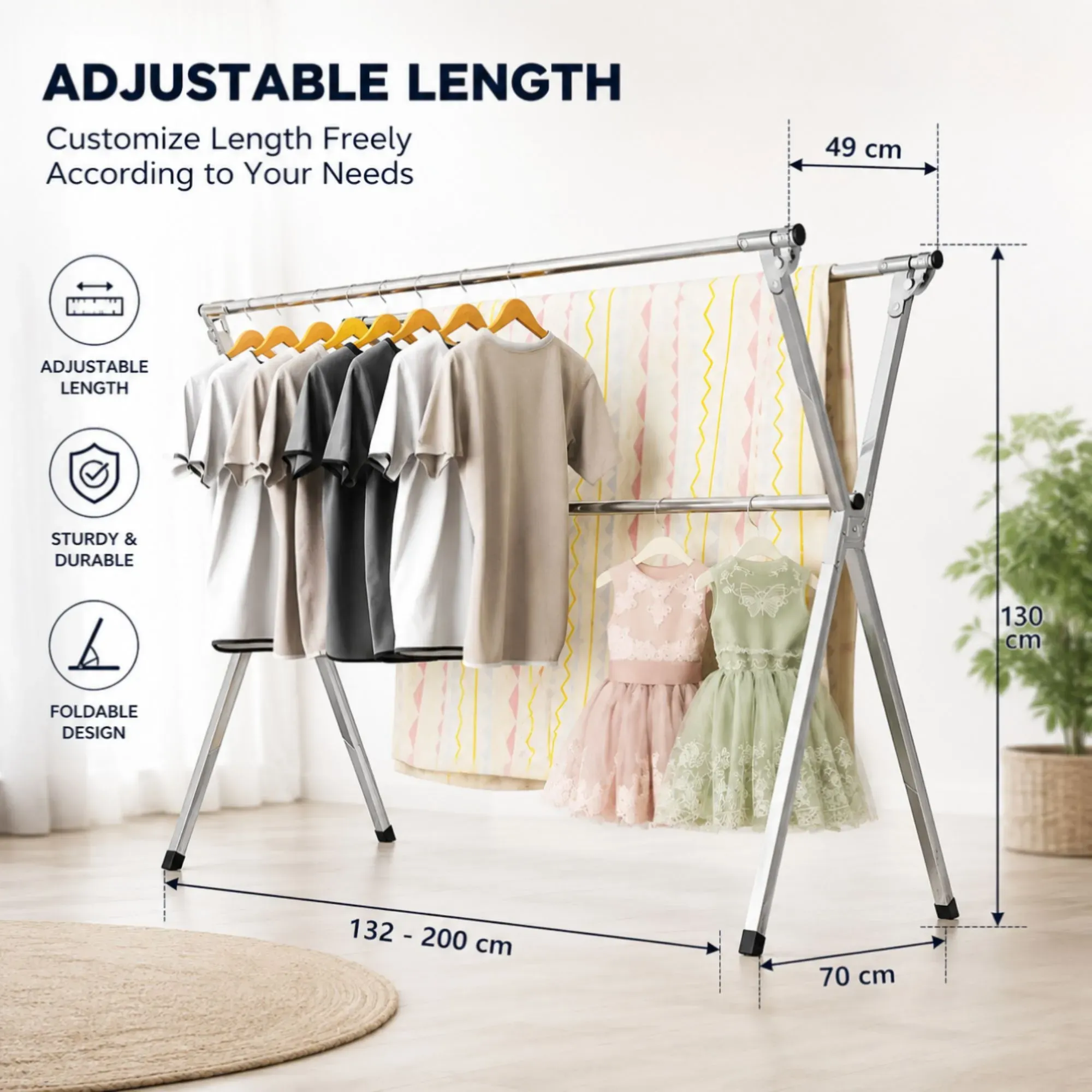 CARLA HOME Clothes Drying Rack Folding Indoor Outdoor, Grey, Kitchen view 3