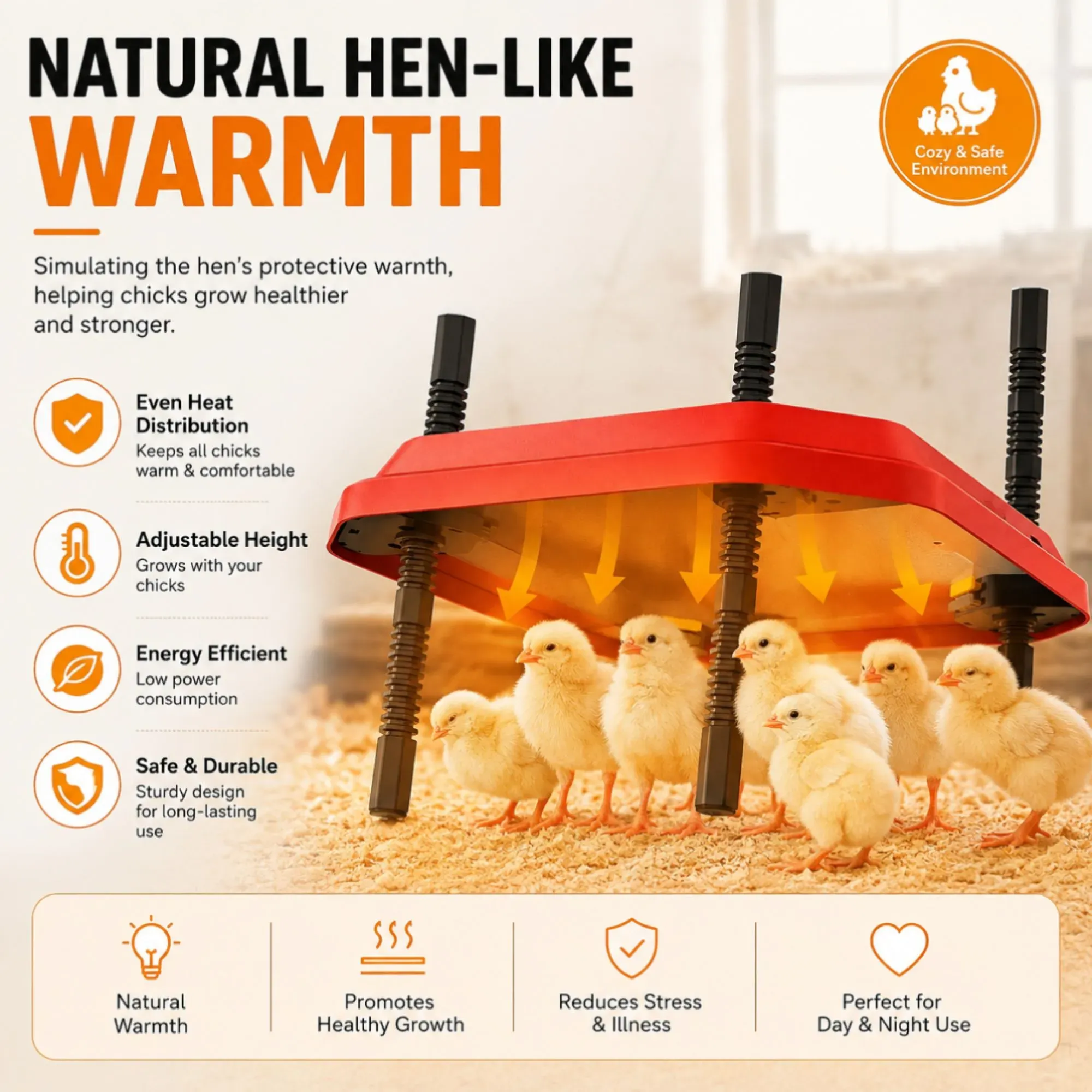 CARLA HOME Chick Brooder Heating Plate - Adjustable Height - Red - Chicken Heater view 5