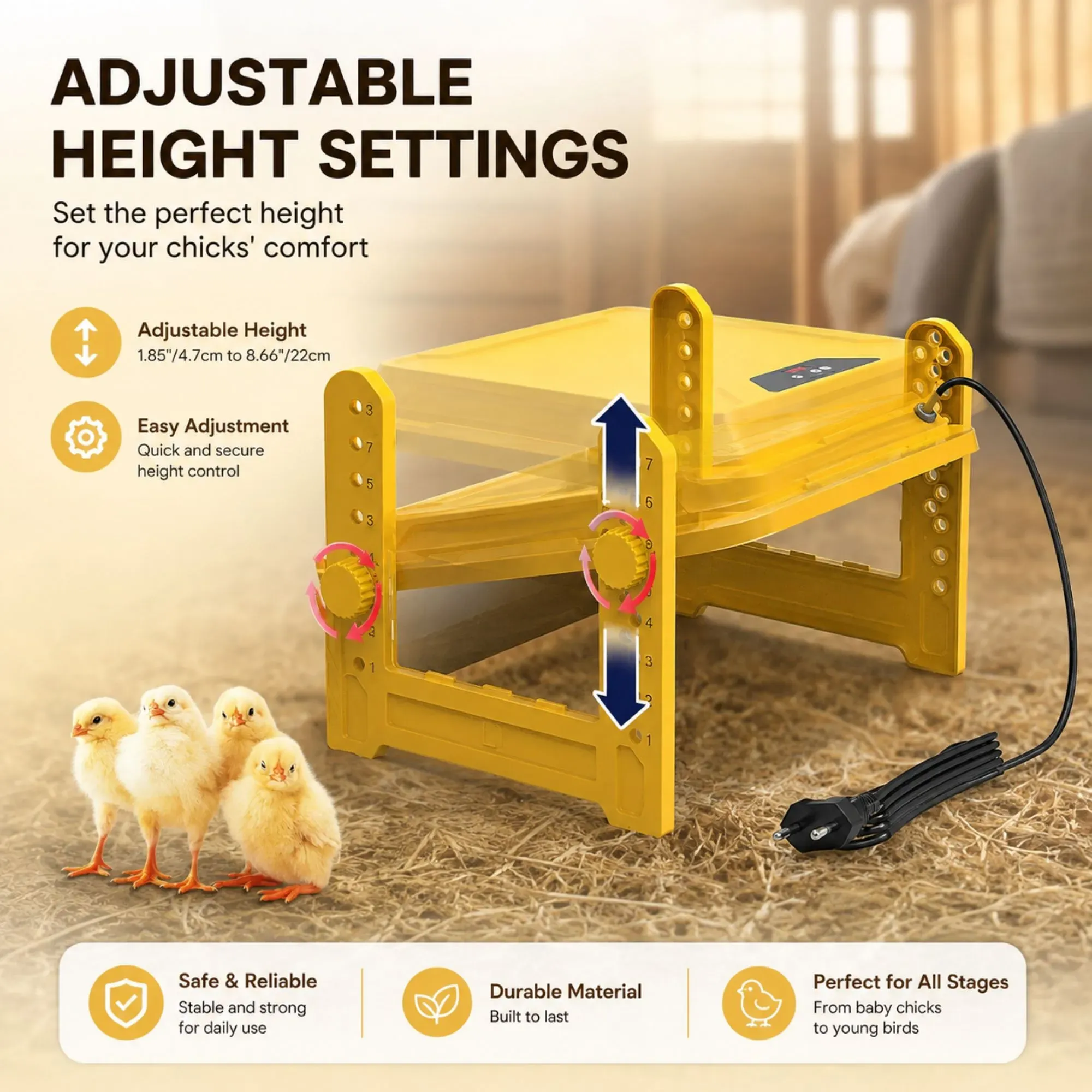 CARLA HOME Upgraded Chick Brooder Heating Plate - Adjustable Height - Yellow view 5