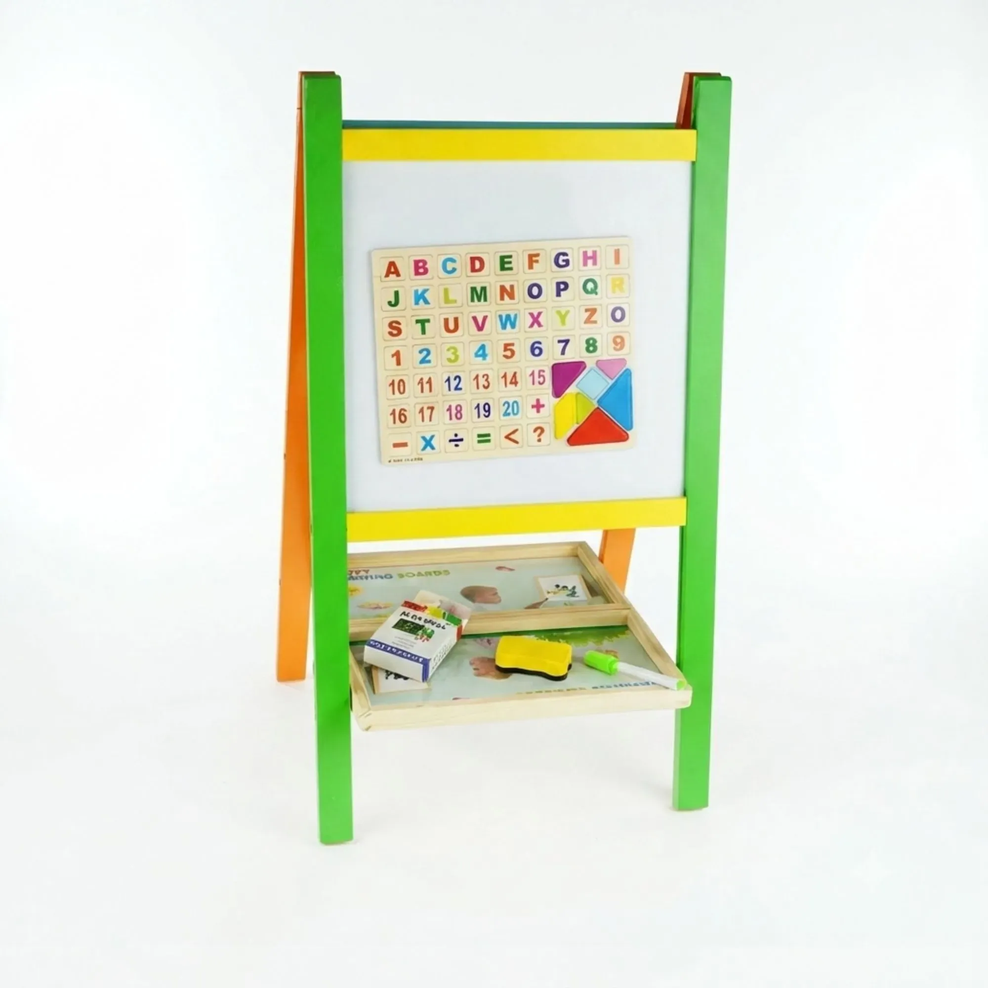 CARLA HOME Kids Art Easel, Double-Sided Chalkboard Whiteboard, Multicolour