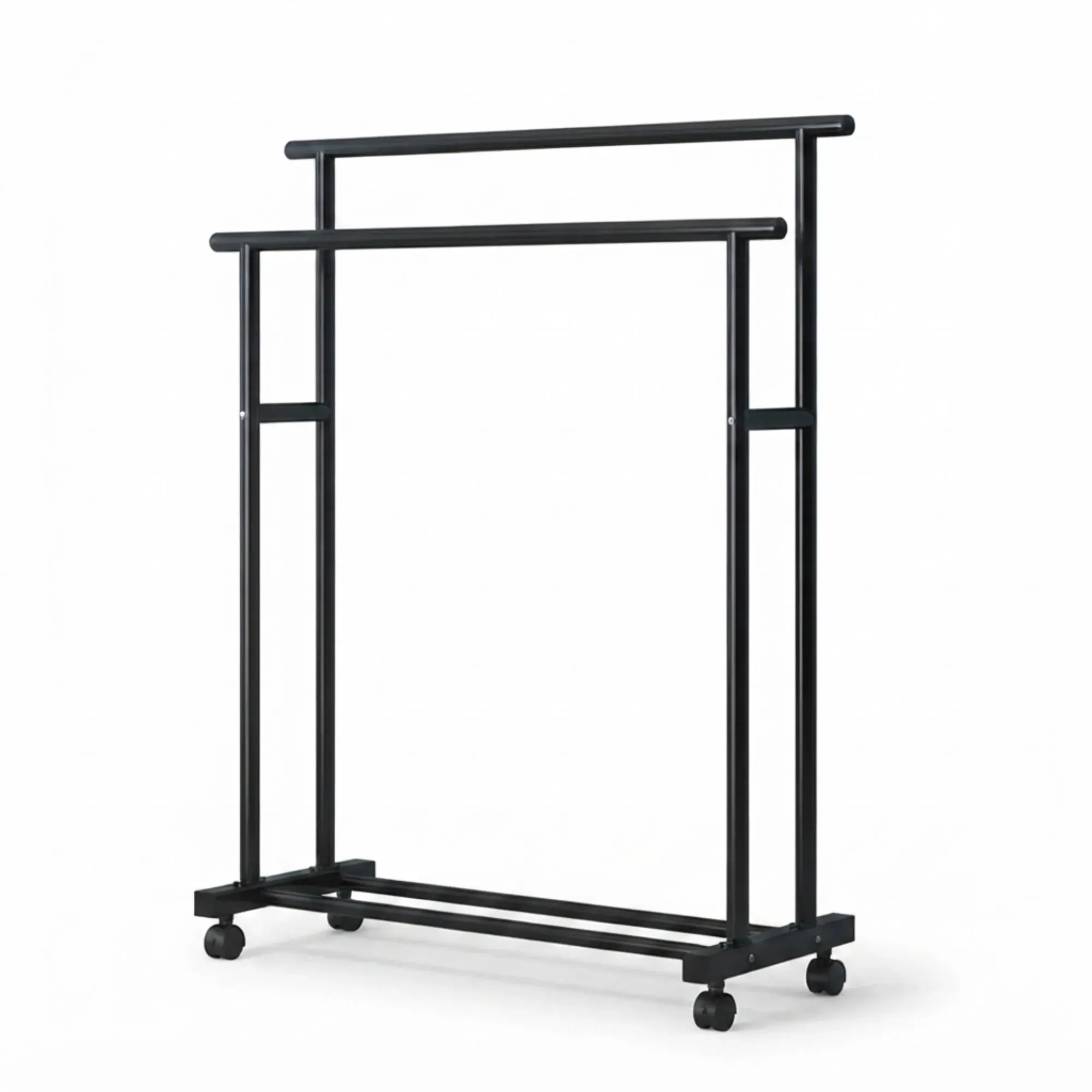 CARLA HOME Double Rod Clothes Rack with Wheels, Metal, Portable Wardrobe Rack view 9