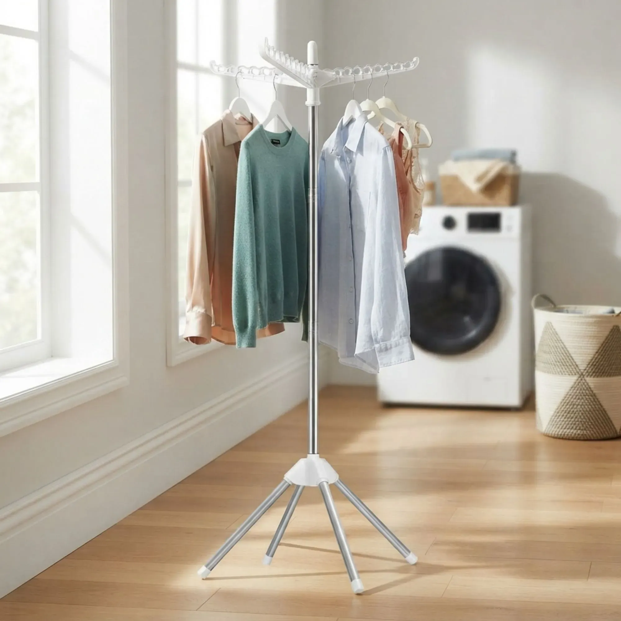 CARLA HOME Folding Clothes Drying Rack, 3 Rotatable Arms, Stainless Steel view 2