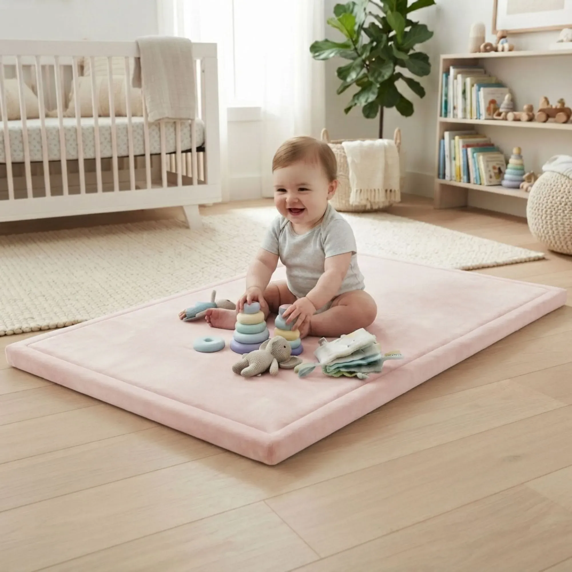 CARLA HOME Baby Play Mat 200x300cm, Thick Foam Crawling Mat, Infants, Pink view 2