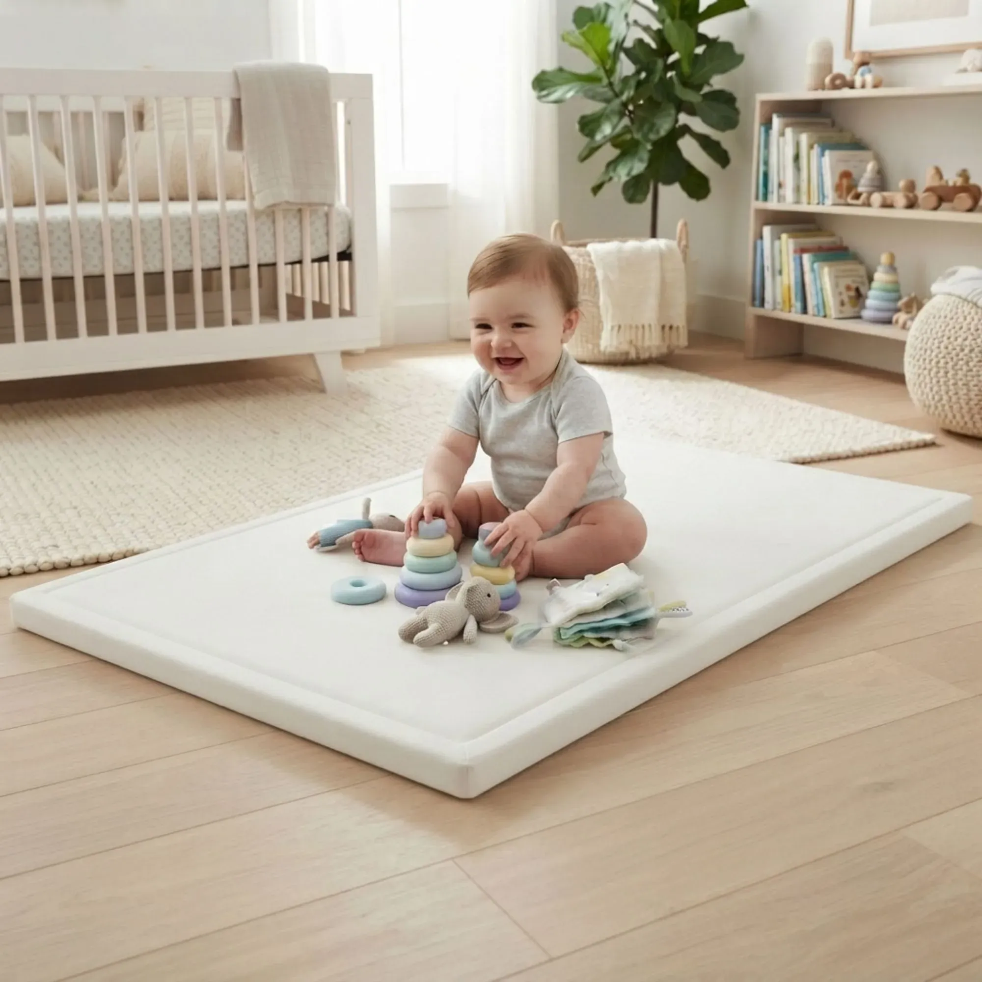 CARLA HOME Baby Play Mat 100x150cm, Thick Foam Crawling Mat, Infants, White view 2