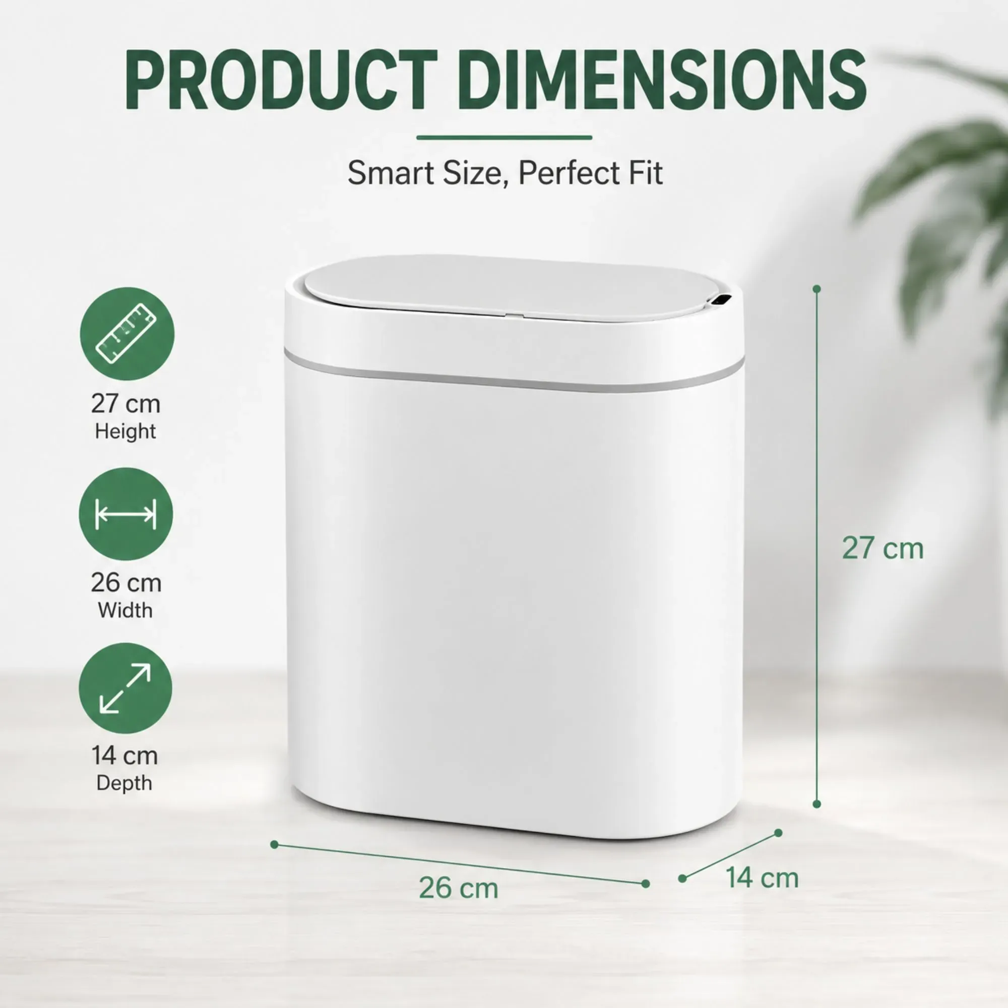 CARLA HOME 7L Automatic Trash Bin with Lid, Motion Sensor Garbage Can White view 4