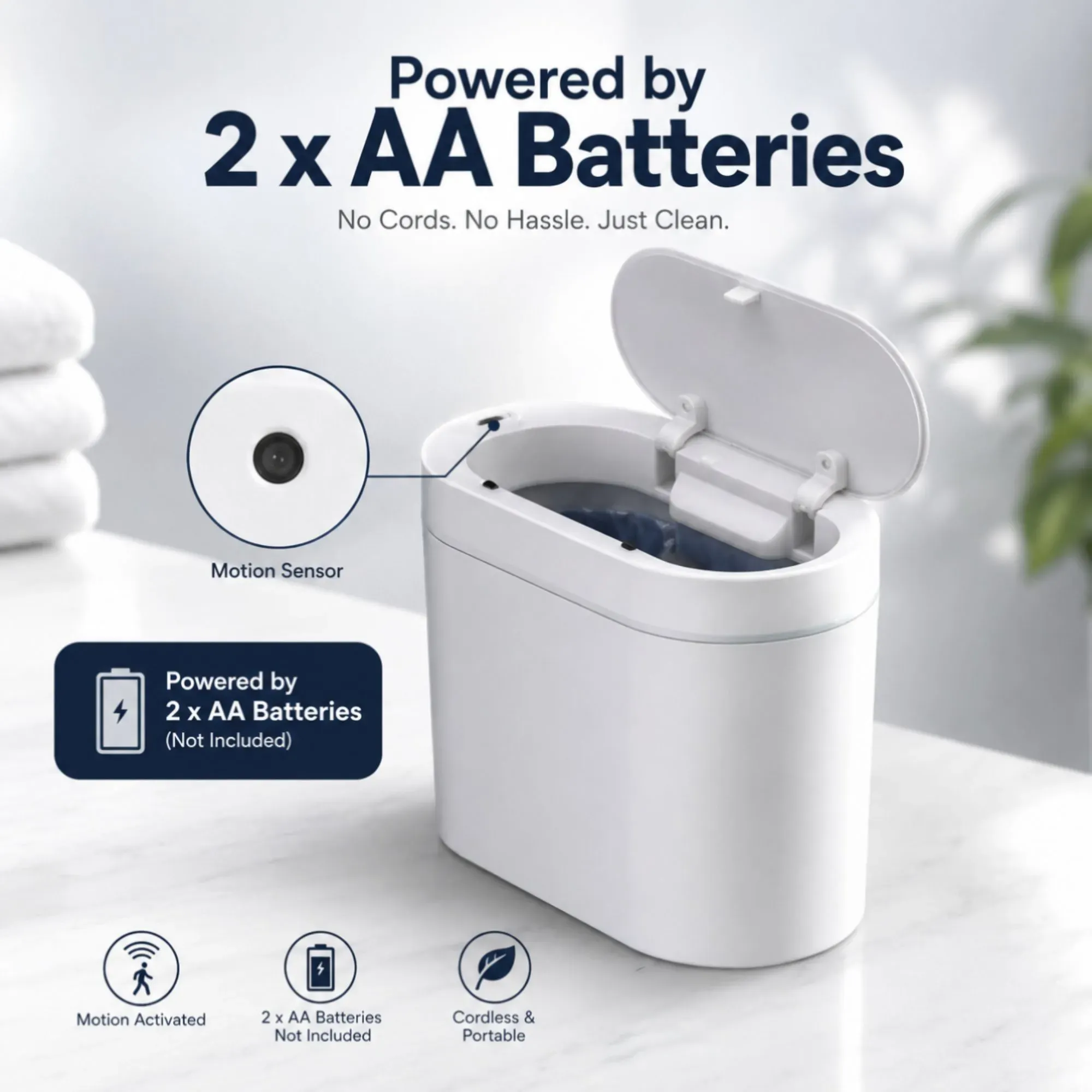 CARLA HOME 7L Automatic Trash Bin with Lid, Motion Sensor Garbage Can White view 7