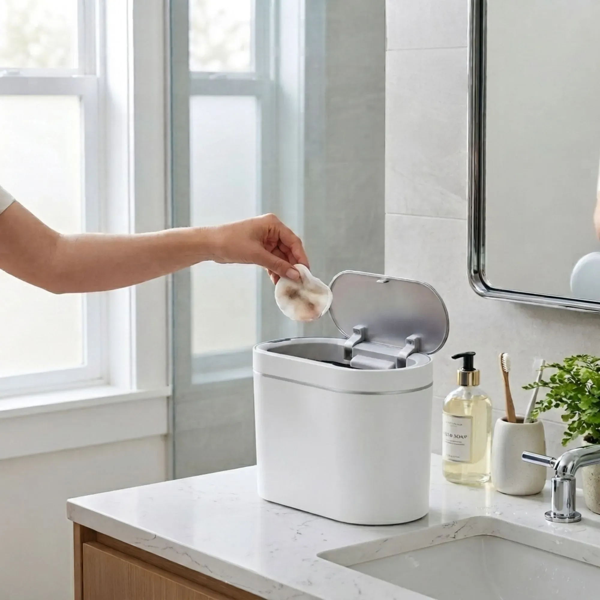 CARLA HOME 7L Automatic Trash Bin with Lid, Motion Sensor Garbage Can White view 9