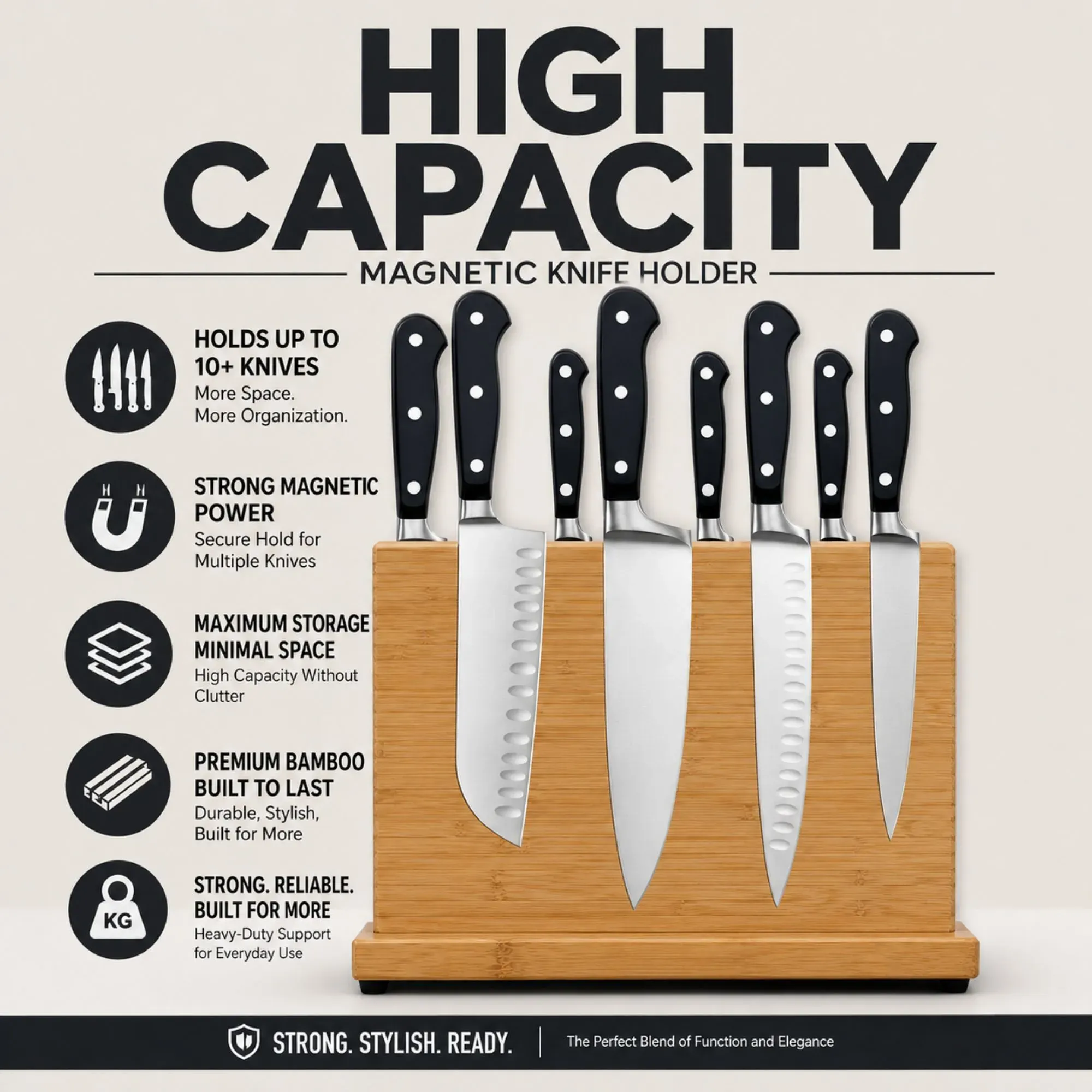 CARLA HOME Magnetic Knife Block view 7