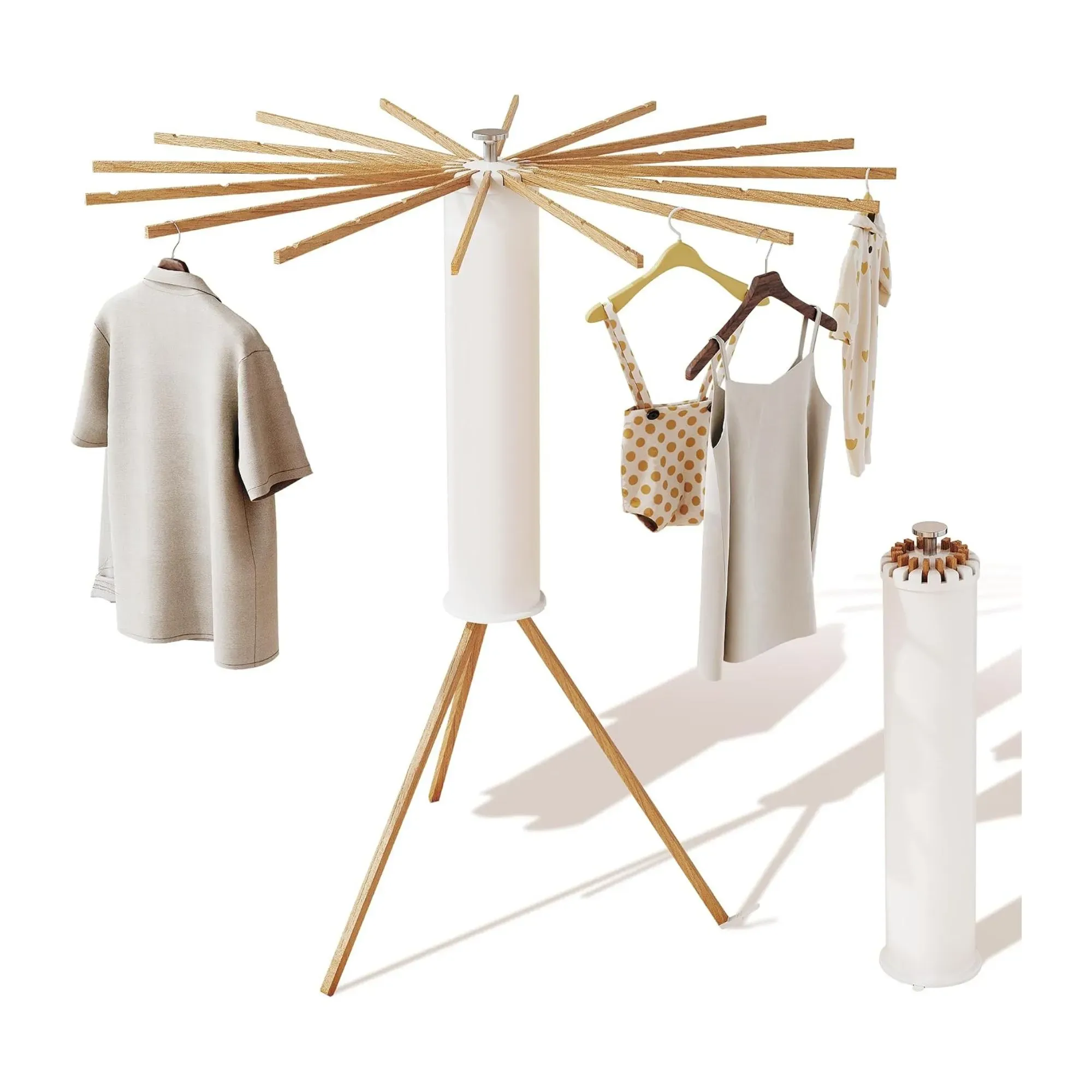 CARLA HOME Tripod Clothes Drying Rack, 16 Rod Foldable, Wooden Poles — image 1