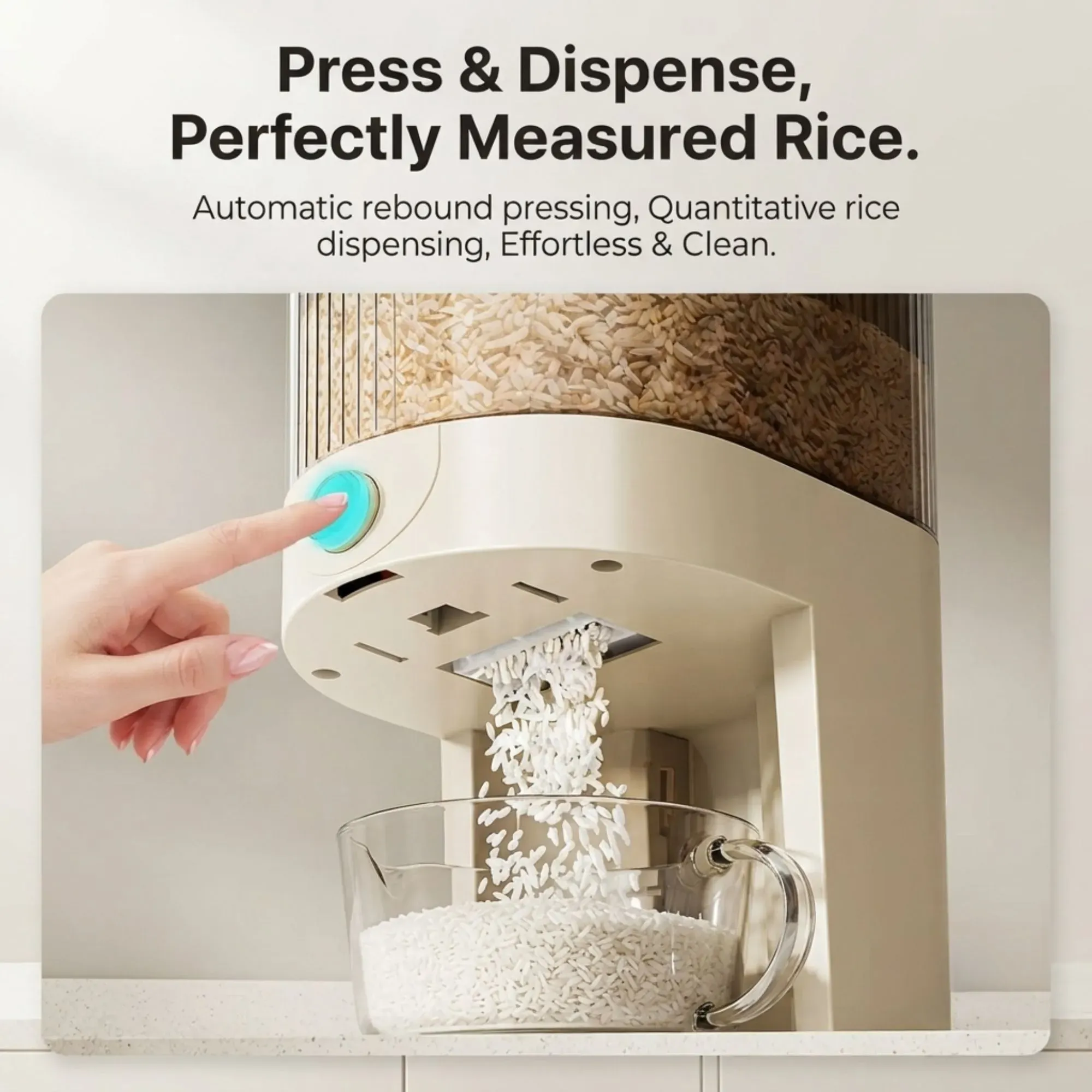 CARLA HOME Rice Dispenser 5kg Large Storage, Press Button Grain Container Kitchen view 3