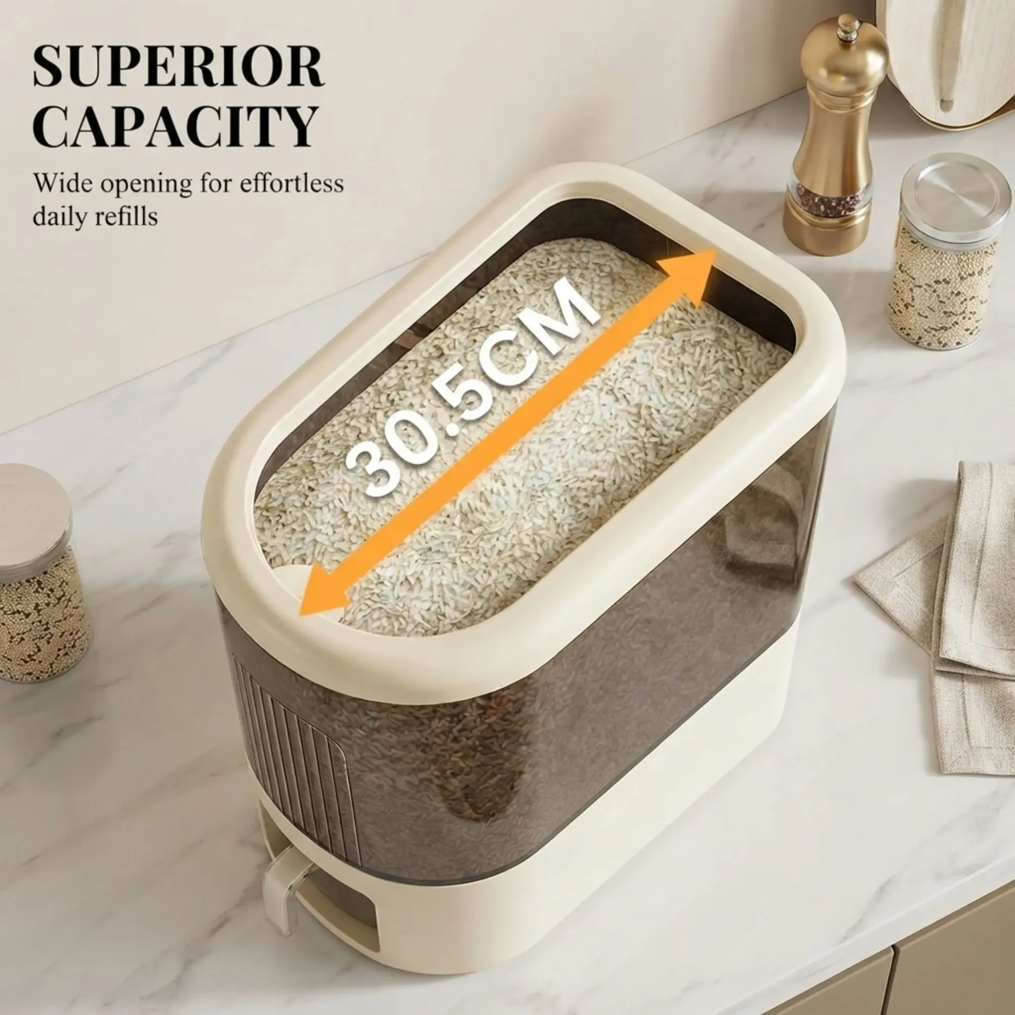CARLA HOME Rice Dispenser 5kg Large Storage, Press Button Grain Container Kitchen view 4