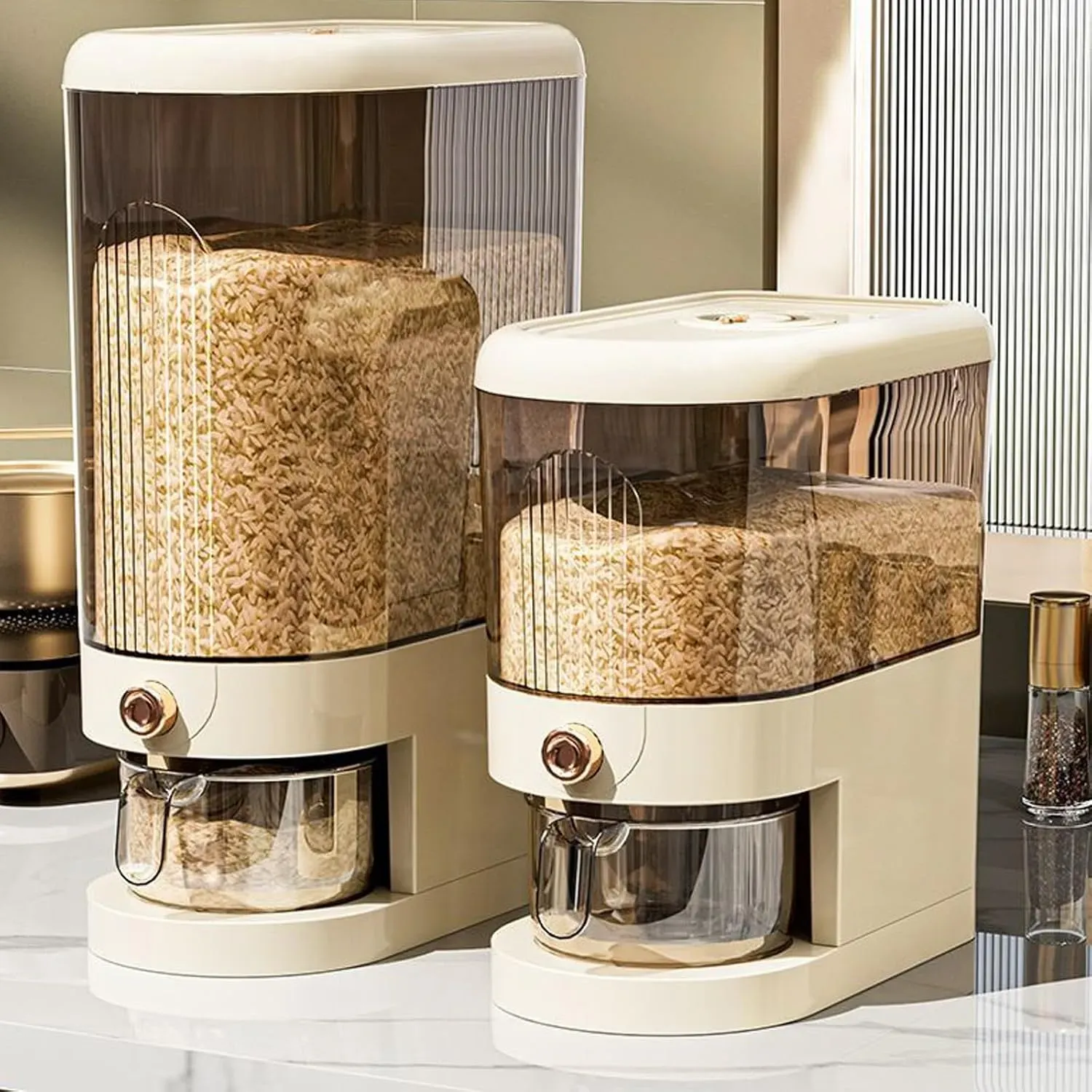 CARLA HOME Rice Dispenser 5kg Large Storage, Press Button Grain Container Kitchen view 6