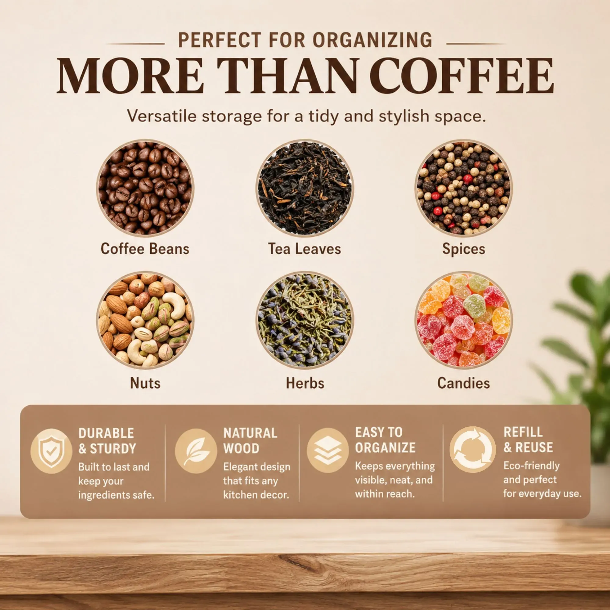 CARLA HOME Glass Coffee Bean Storage Tubes, 12 Pack Wooden Stand (60ml 20g) view 7