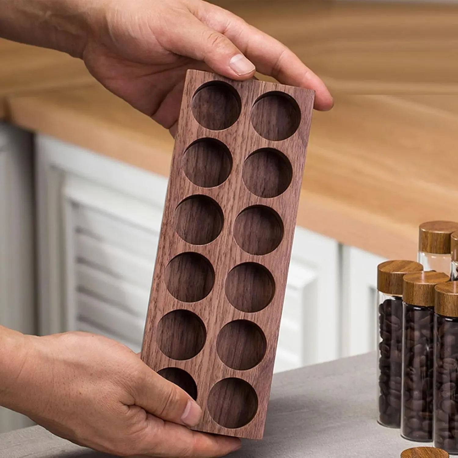 CARLA HOME Glass Coffee Bean Storage Tubes, 12 Pack Wooden Stand (60ml 20g) view 8