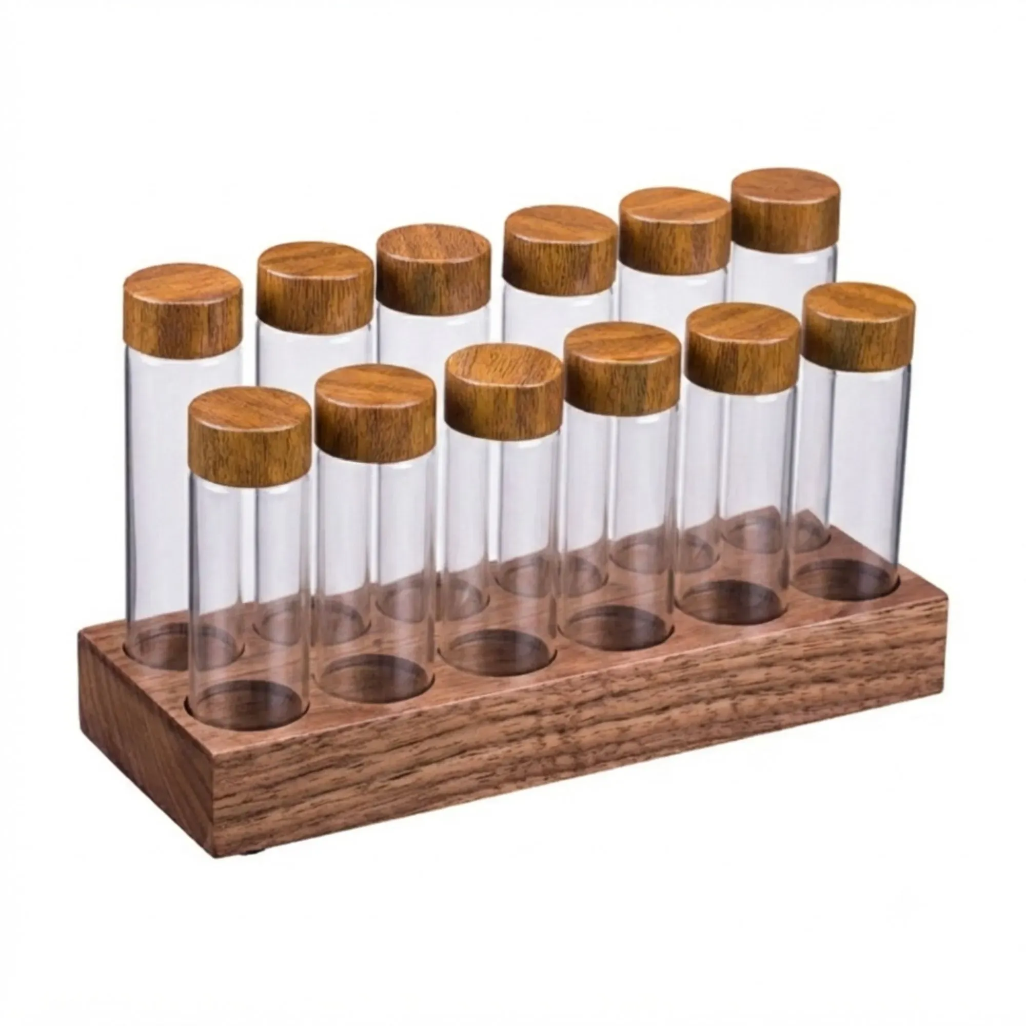CARLA HOME Glass Coffee Bean Storage Tubes, 12 Pack Wooden Stand (60ml 20g) view 9