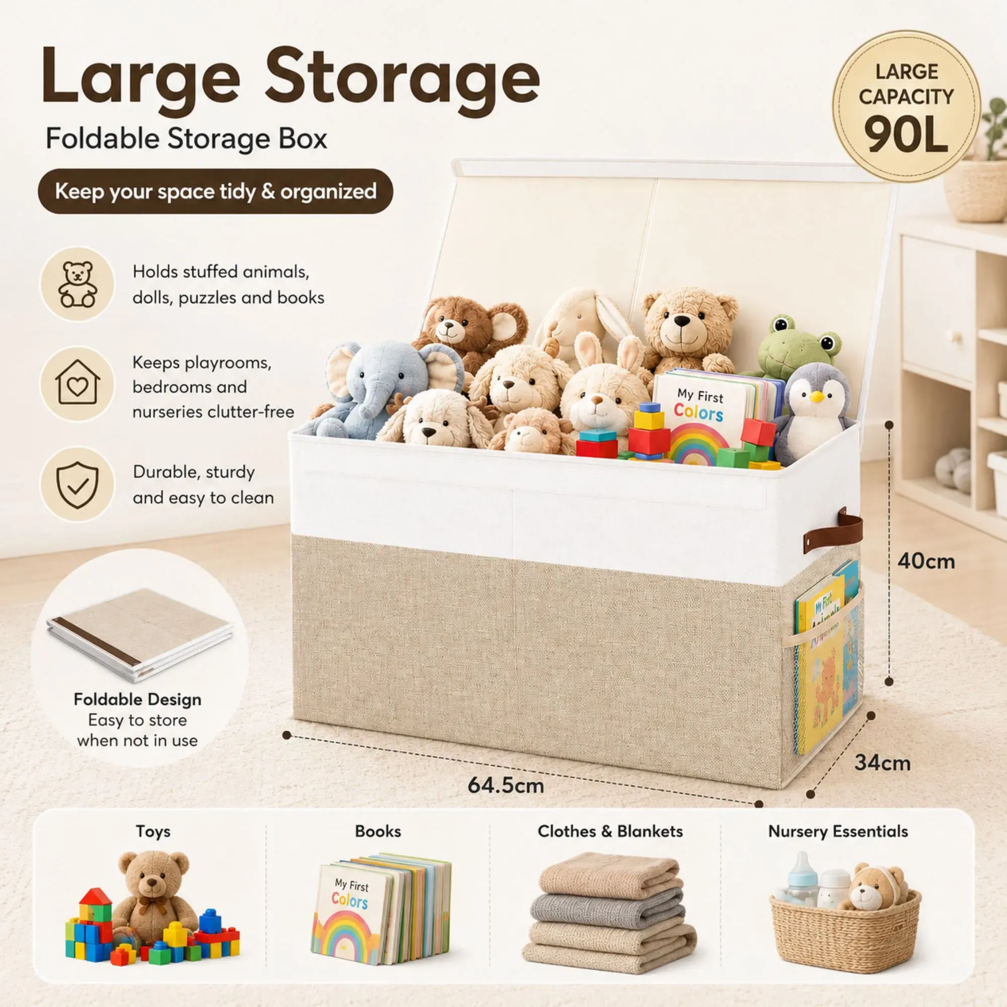 CARLA HOME Large Toy Storage Box with Lid Upgraded Toy Storage Chest Organiser view 5