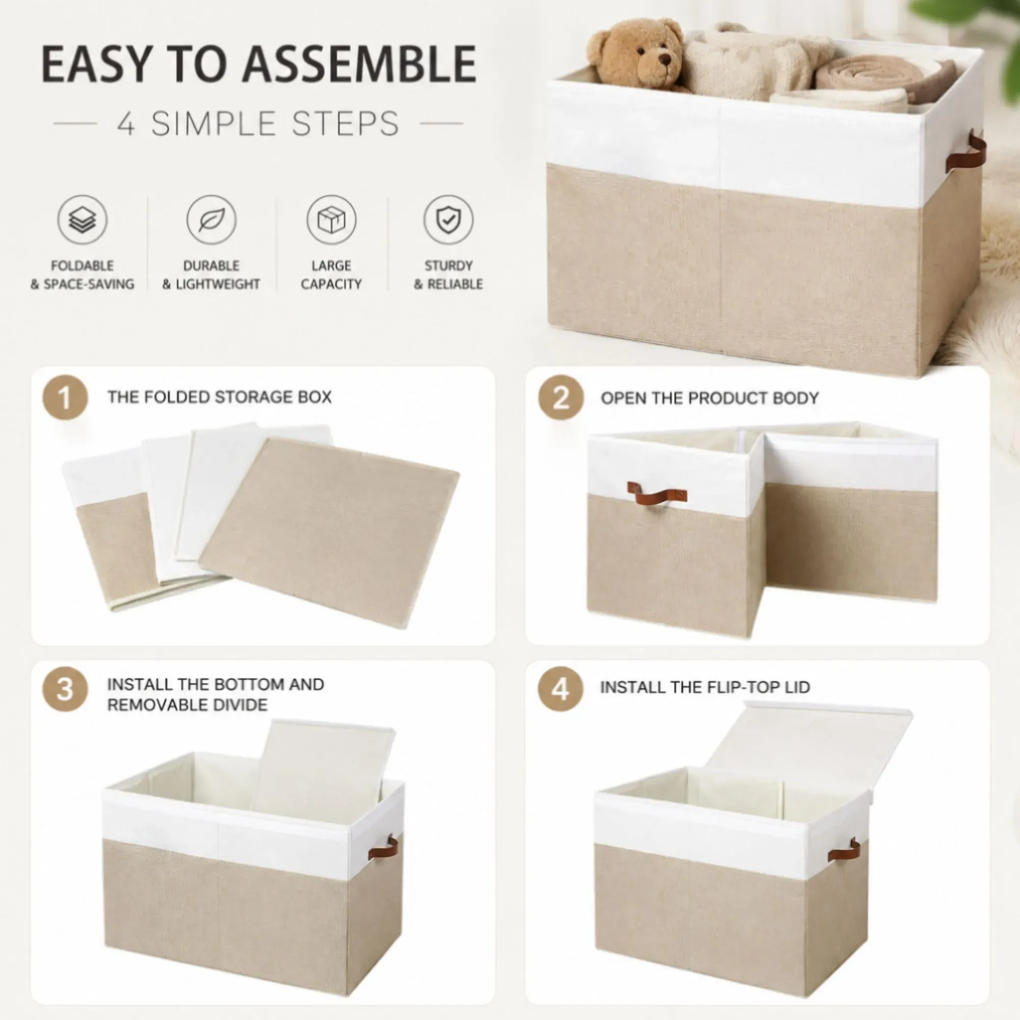 CARLA HOME Large Toy Storage Box with Lid Upgraded Toy Storage Chest Organiser view 9