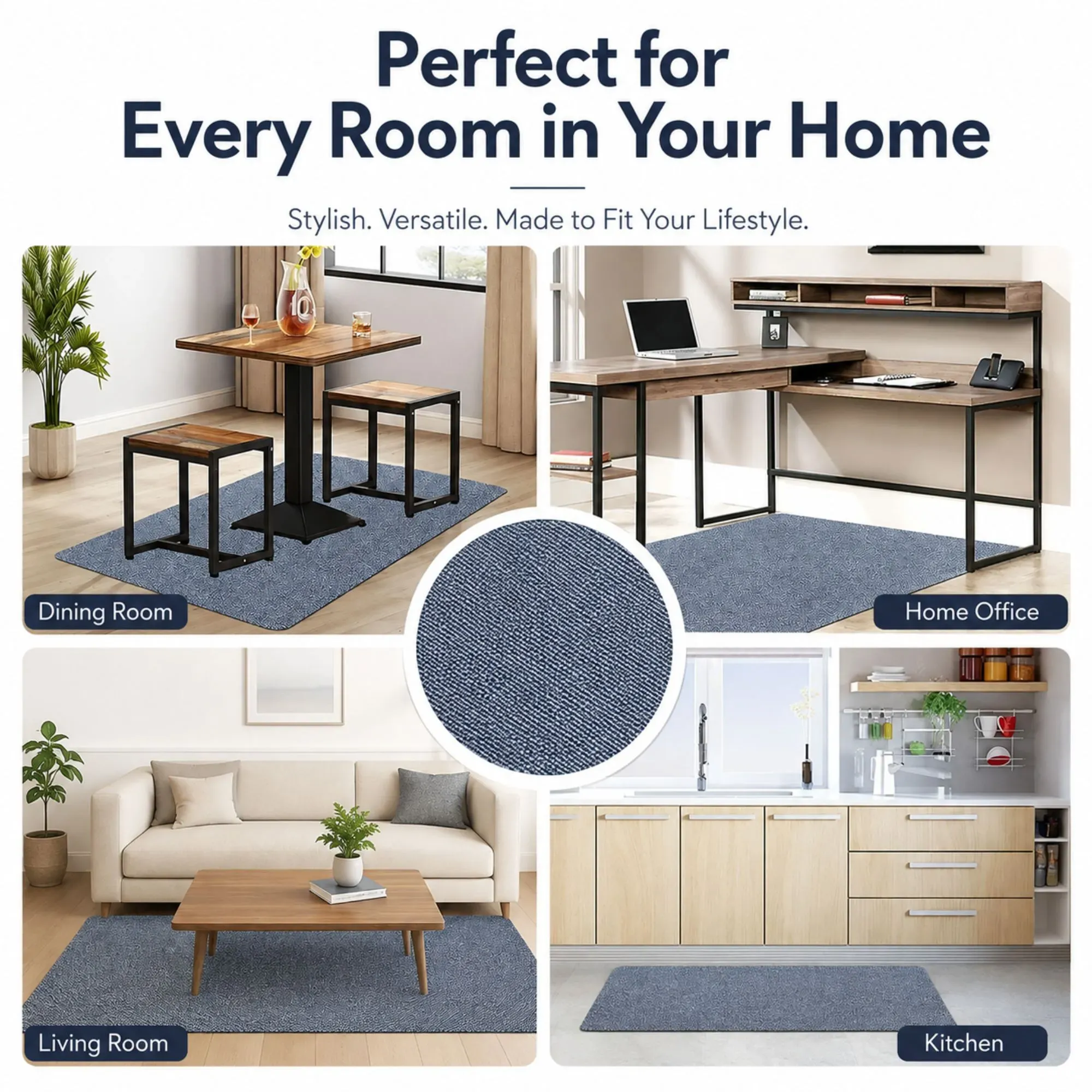CARLA HOME Office Chair Mat Hard Floor Protector, 120x90 cm, Anti-Slip, Grey view 4