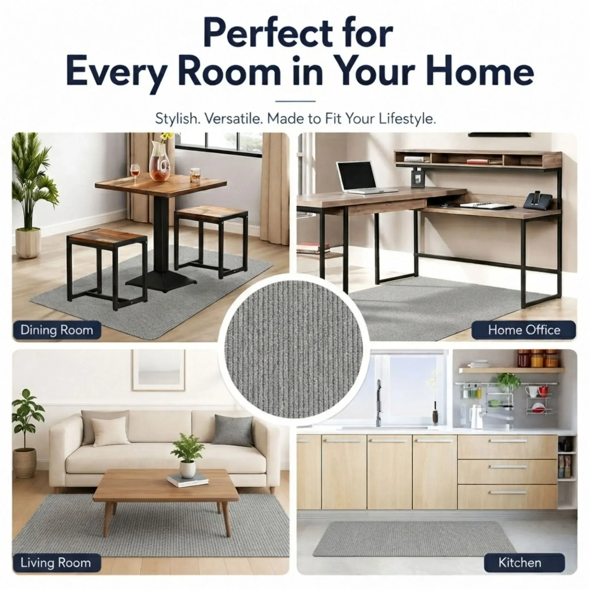 CARLA HOME Office Chair Mat Hard Floor Protector, 120x90 cm, Anti-Slip, White view 4