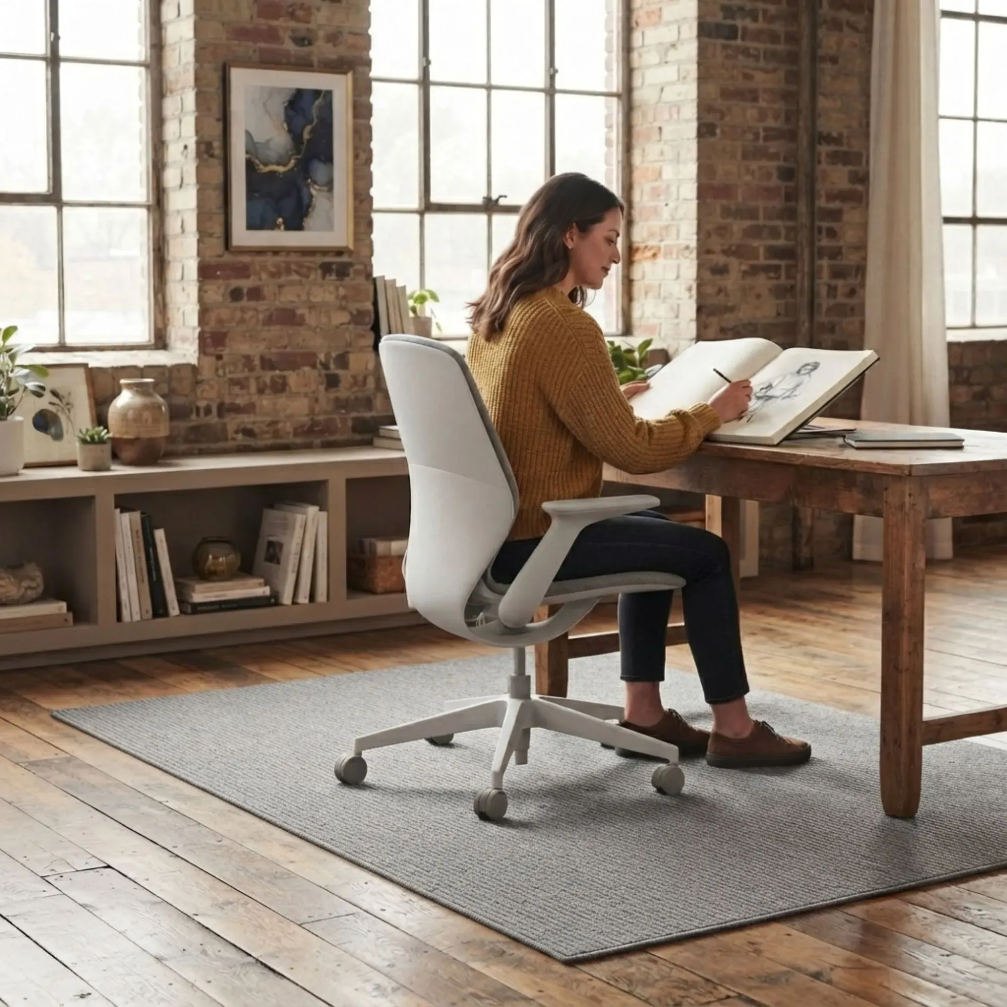 CARLA HOME Office Chair Mat Hard Floor Protector, 120x90 cm, Anti-Slip, White view 5