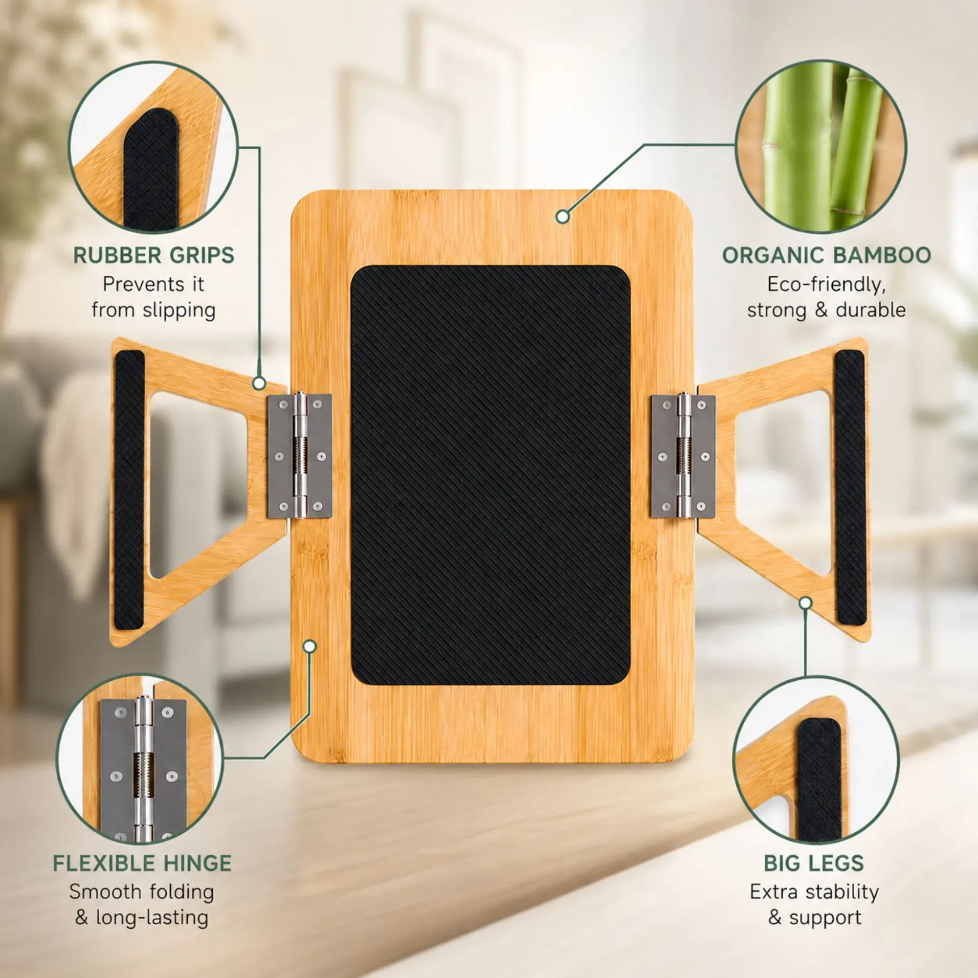 CARLA HOME Bamboo Sofa Arm Tray, 360° Rotating Phone Holder Clip, Couch cup view 4