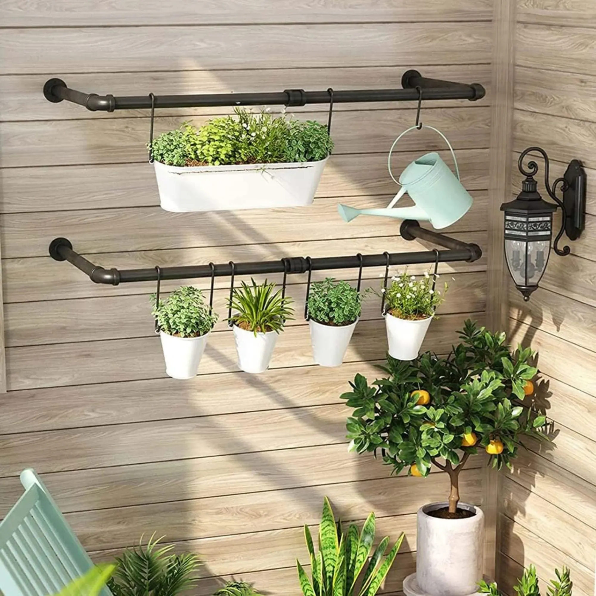 CARLA HOME 2-Pack Wall Mounted Industrial Pipe Clothes Rack - Black - Storage Rack view 8