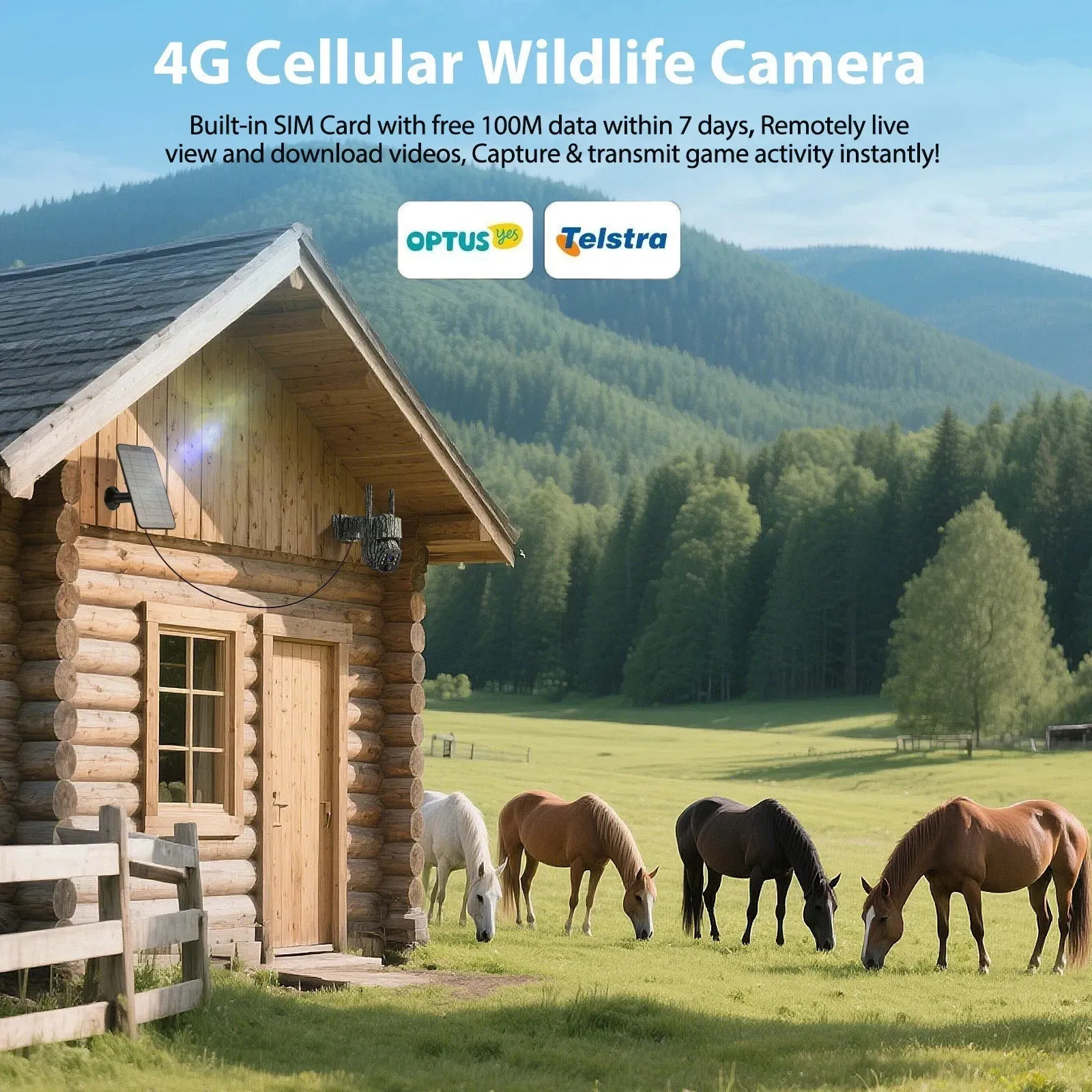 4G Solar Trail Camera in Black with 2.5K Resolution and Live Monitoring view 2